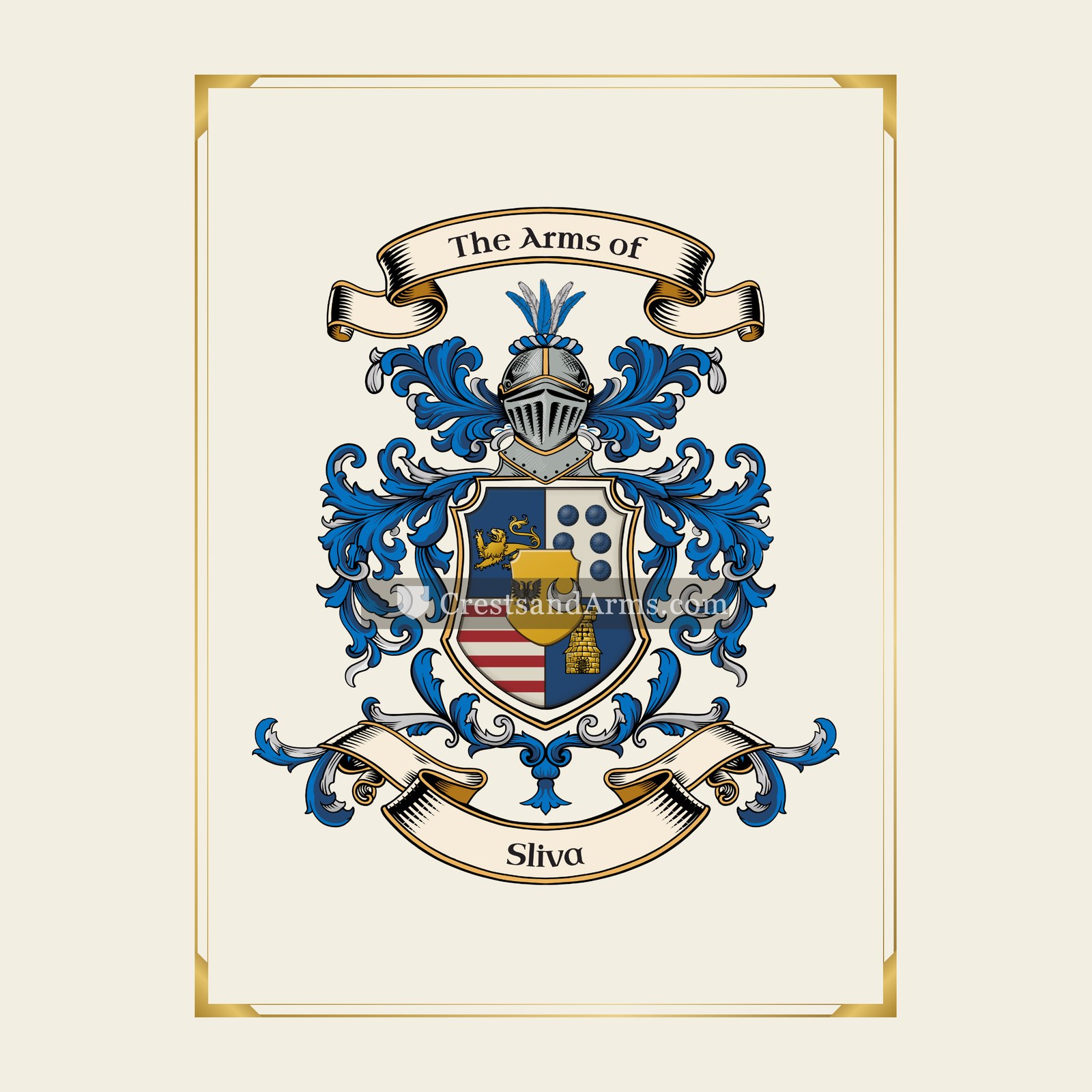 With gold border