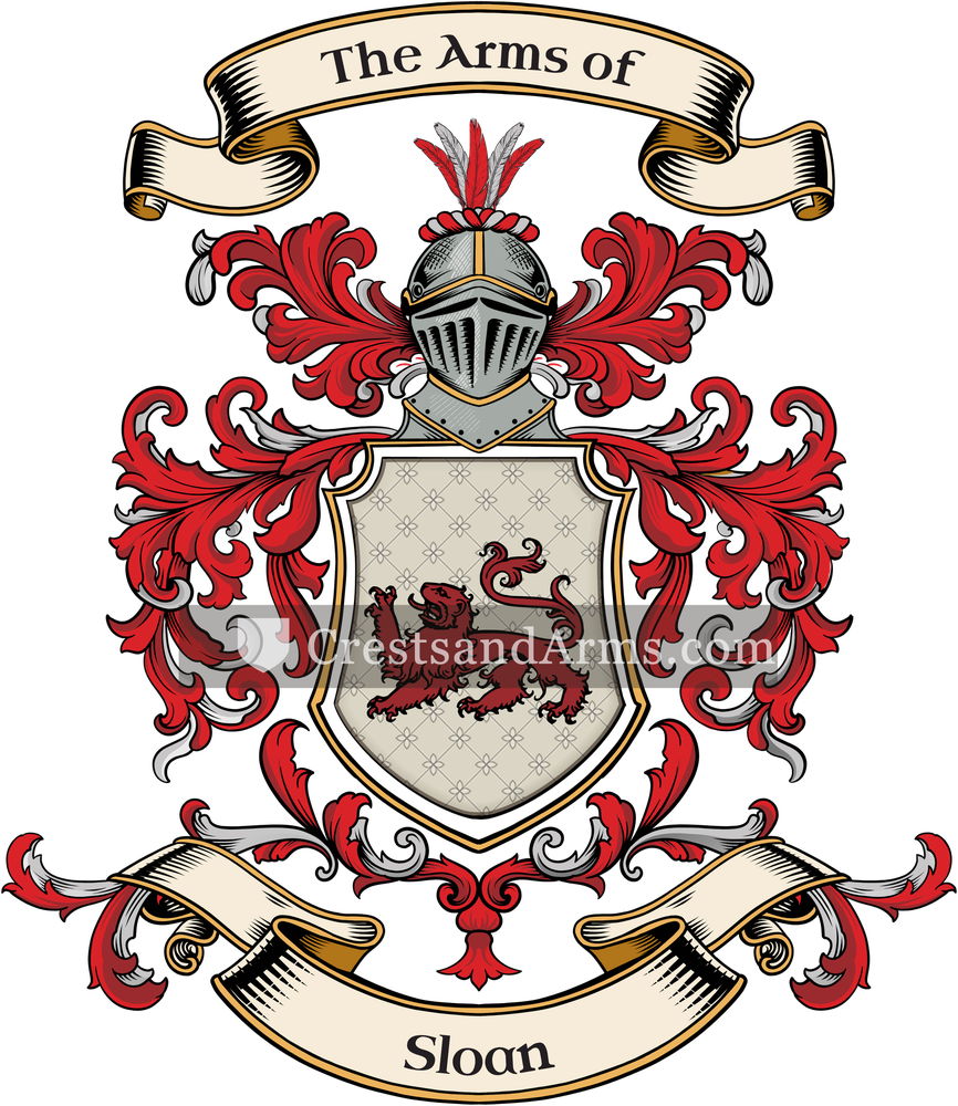 The Sloan coat of arms, drawn from the recorded blazon
