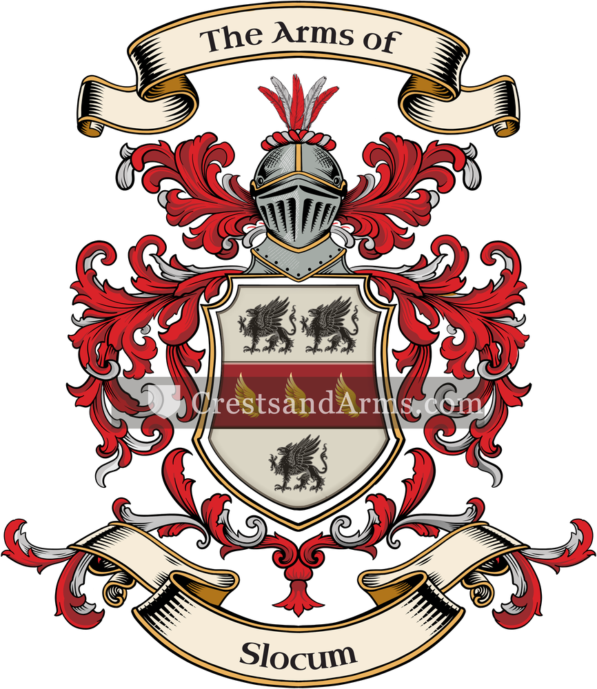 The Slocum coat of arms, drawn from the recorded blazon