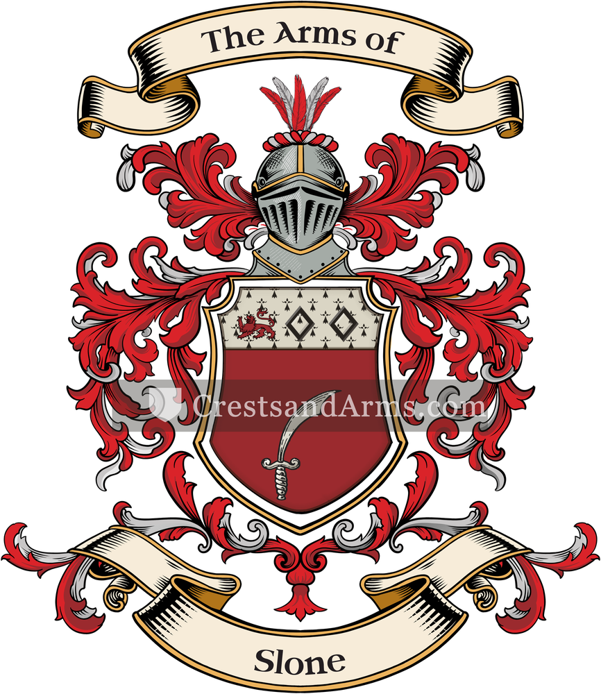 The Slone coat of arms, drawn from the recorded blazon
