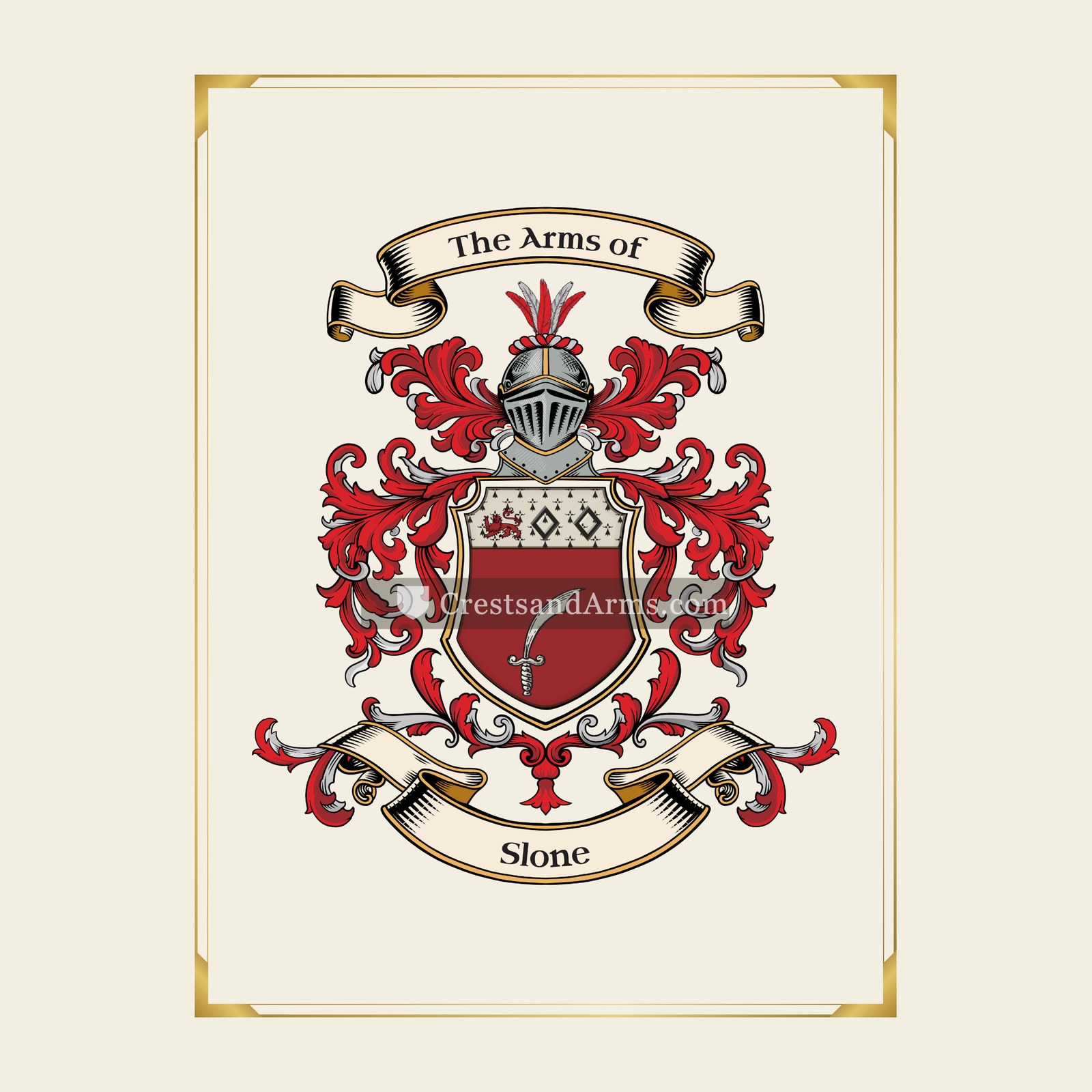 With gold border