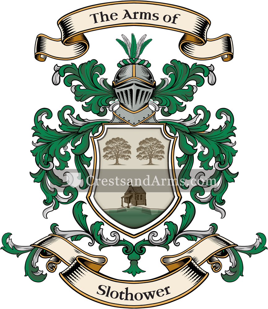 The Slothower coat of arms, drawn from the recorded blazon