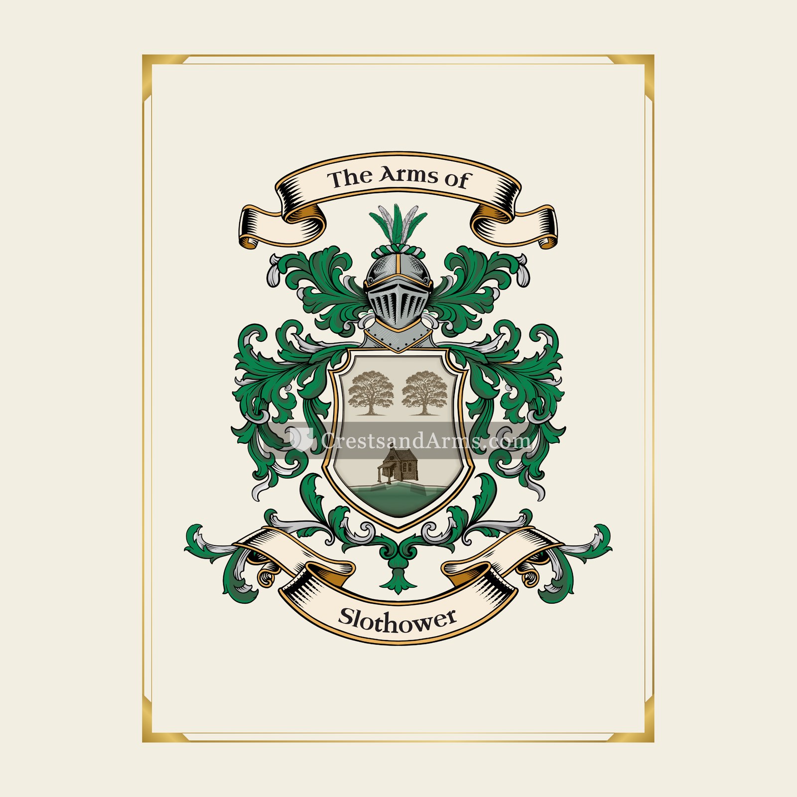 With gold border