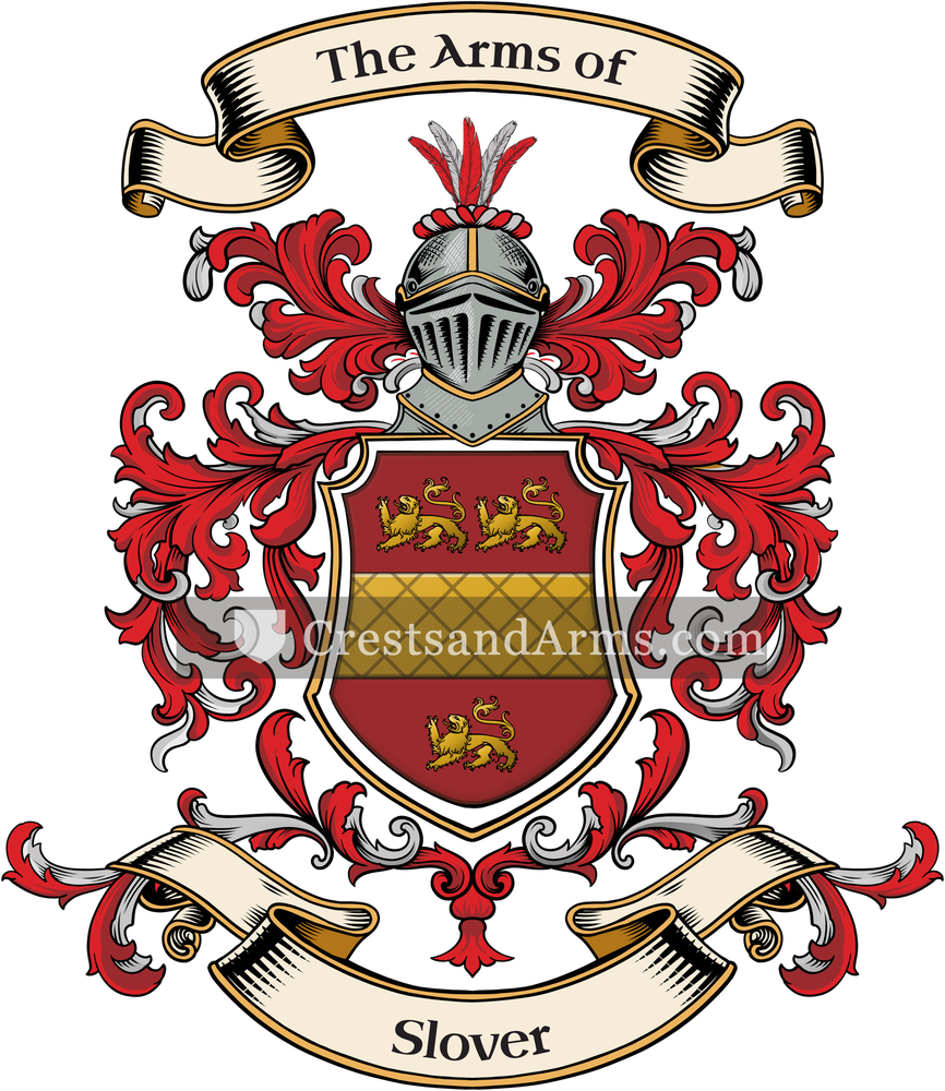 The Slover coat of arms, drawn from the recorded blazon