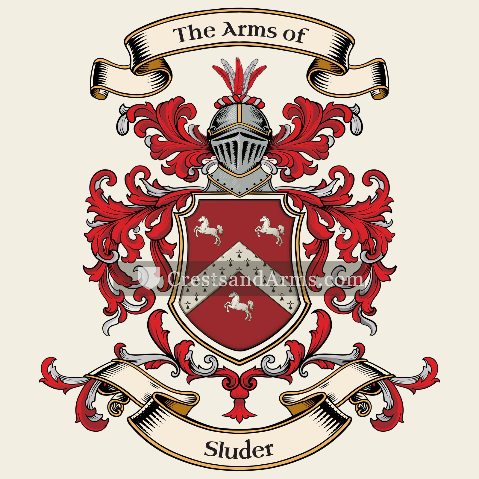 The Sluder coat of arms, drawn from the recorded blazon