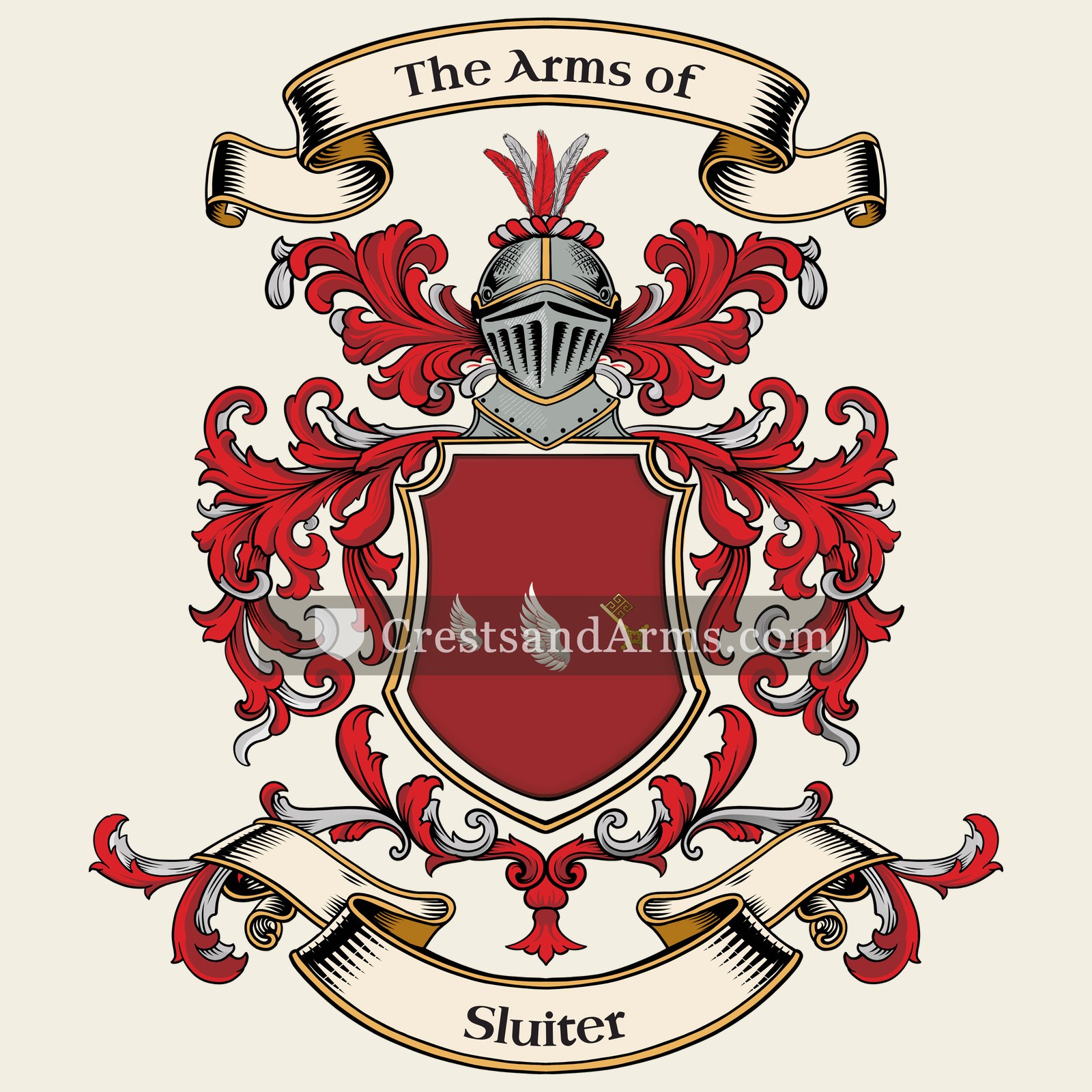 The Sluiter coat of arms, drawn from the recorded blazon