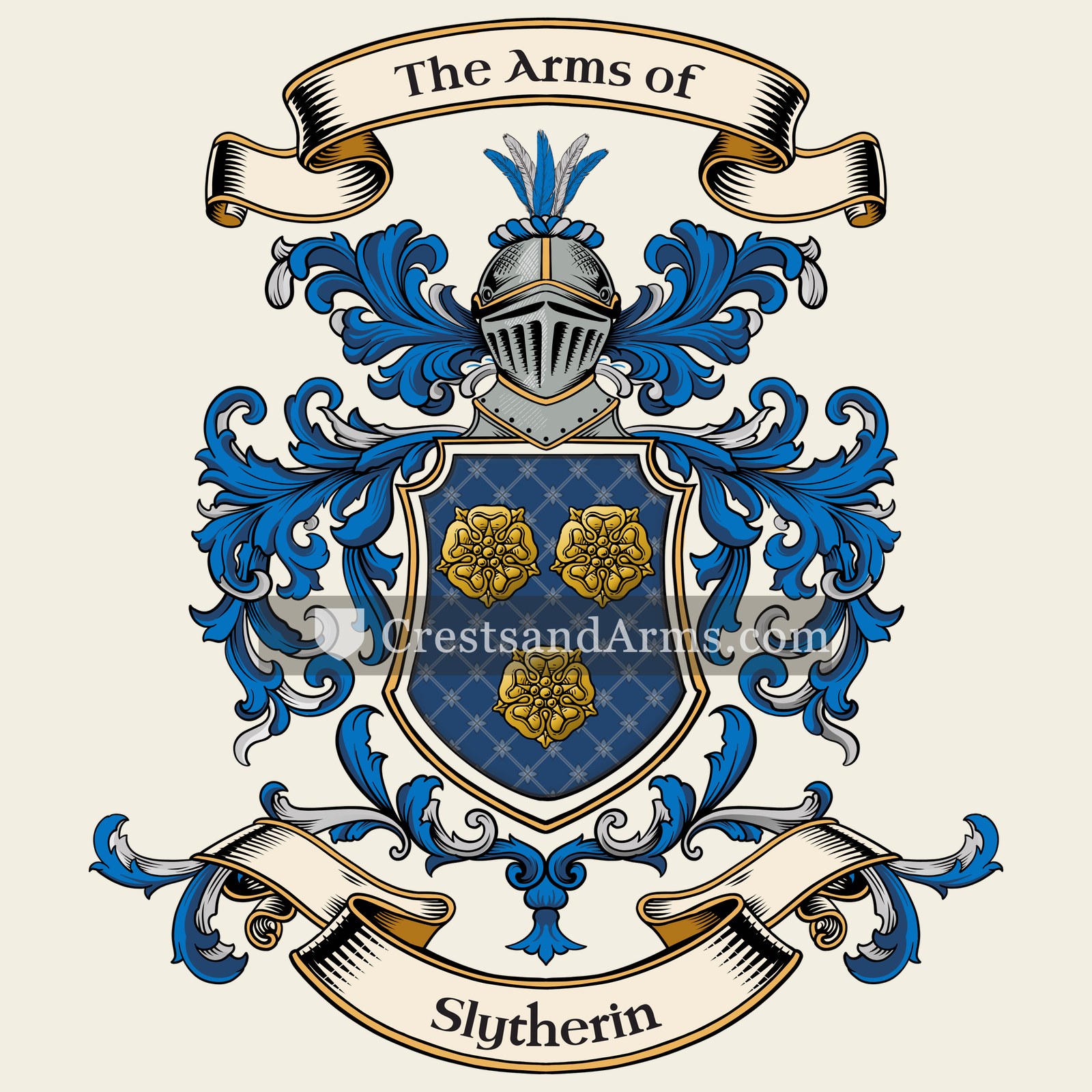 The Slytherin coat of arms, drawn from the recorded blazon