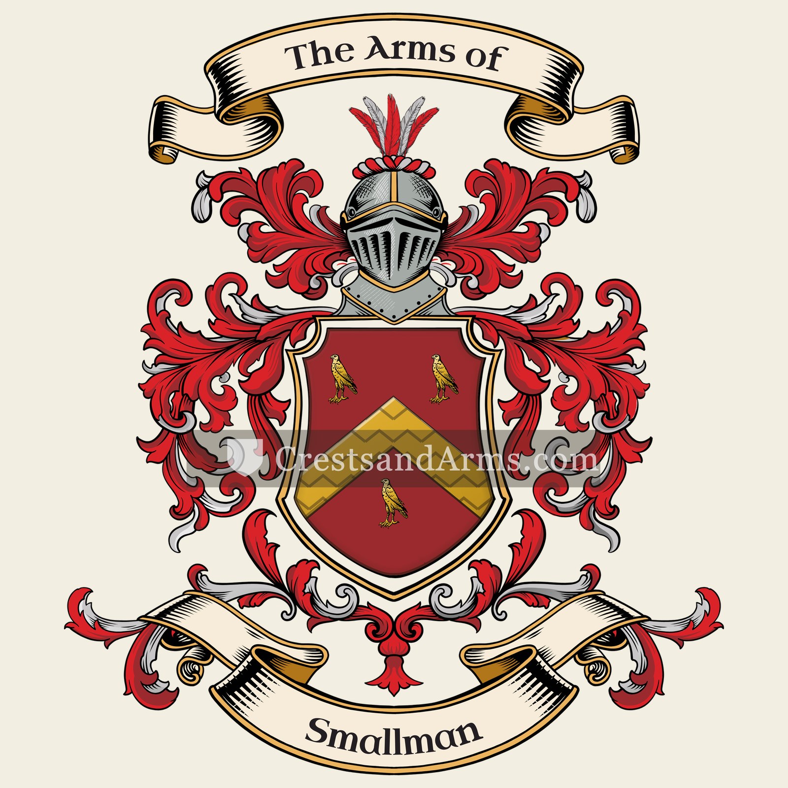 The Smallman coat of arms, drawn from the recorded blazon