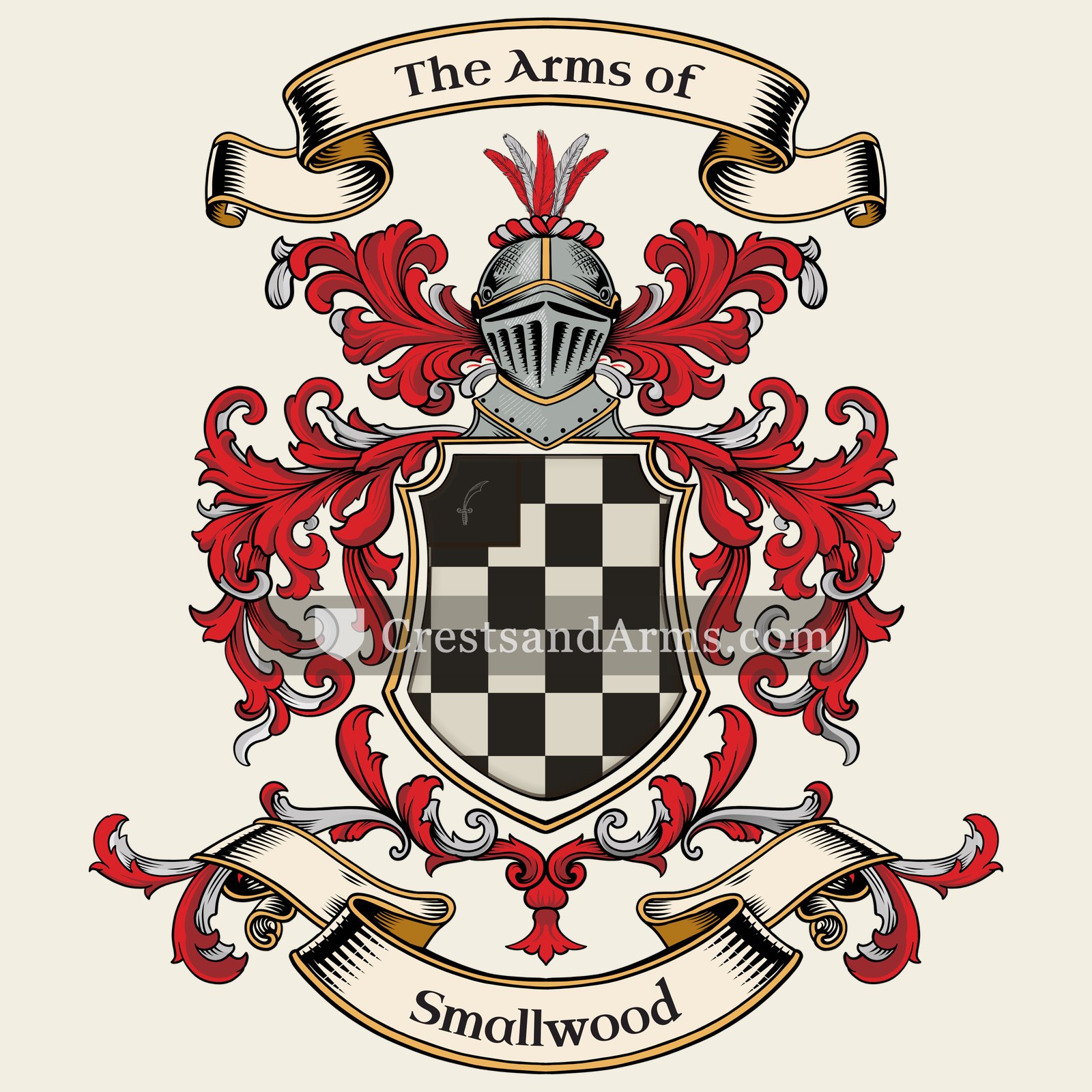 The Smallwood coat of arms, drawn from the recorded blazon