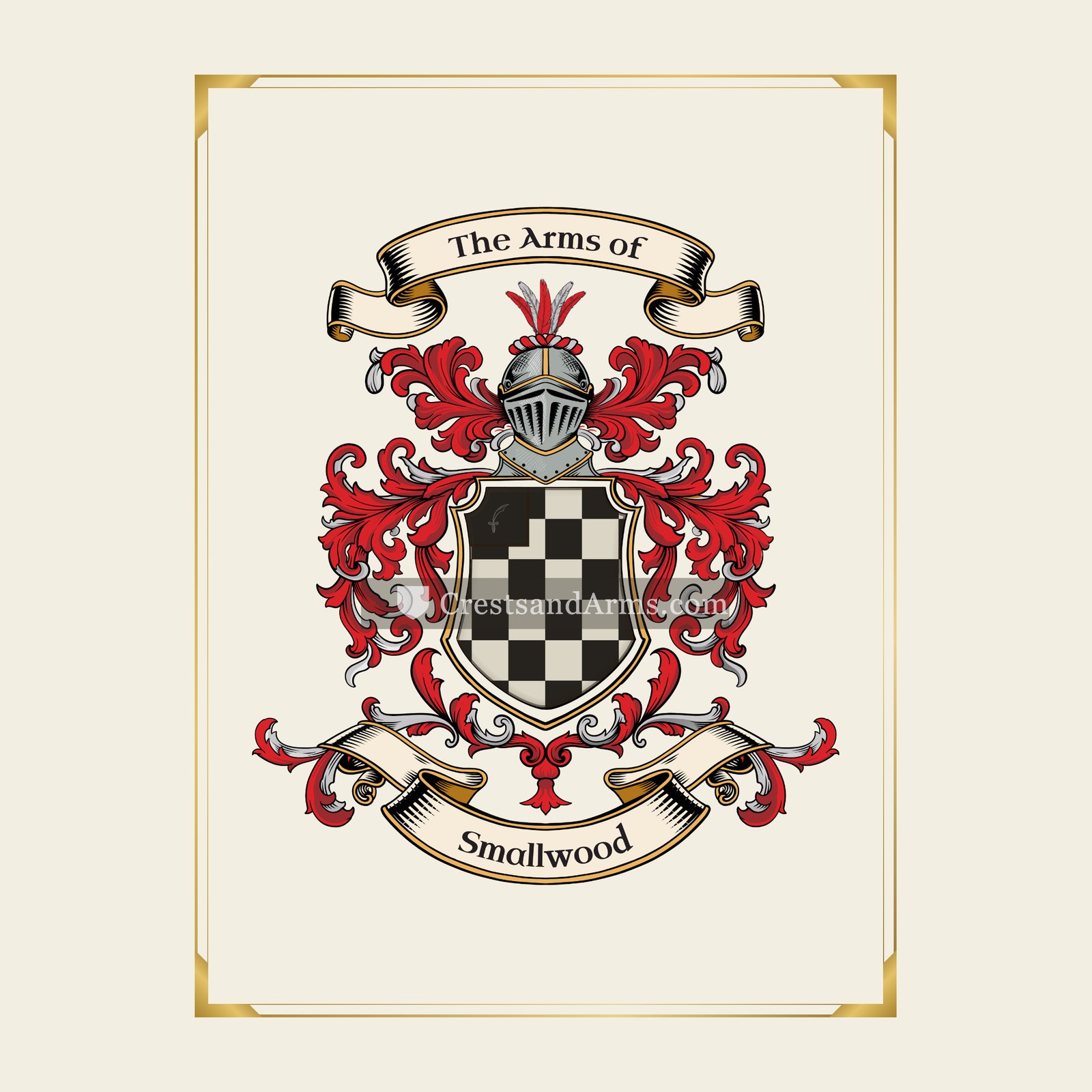 With gold border