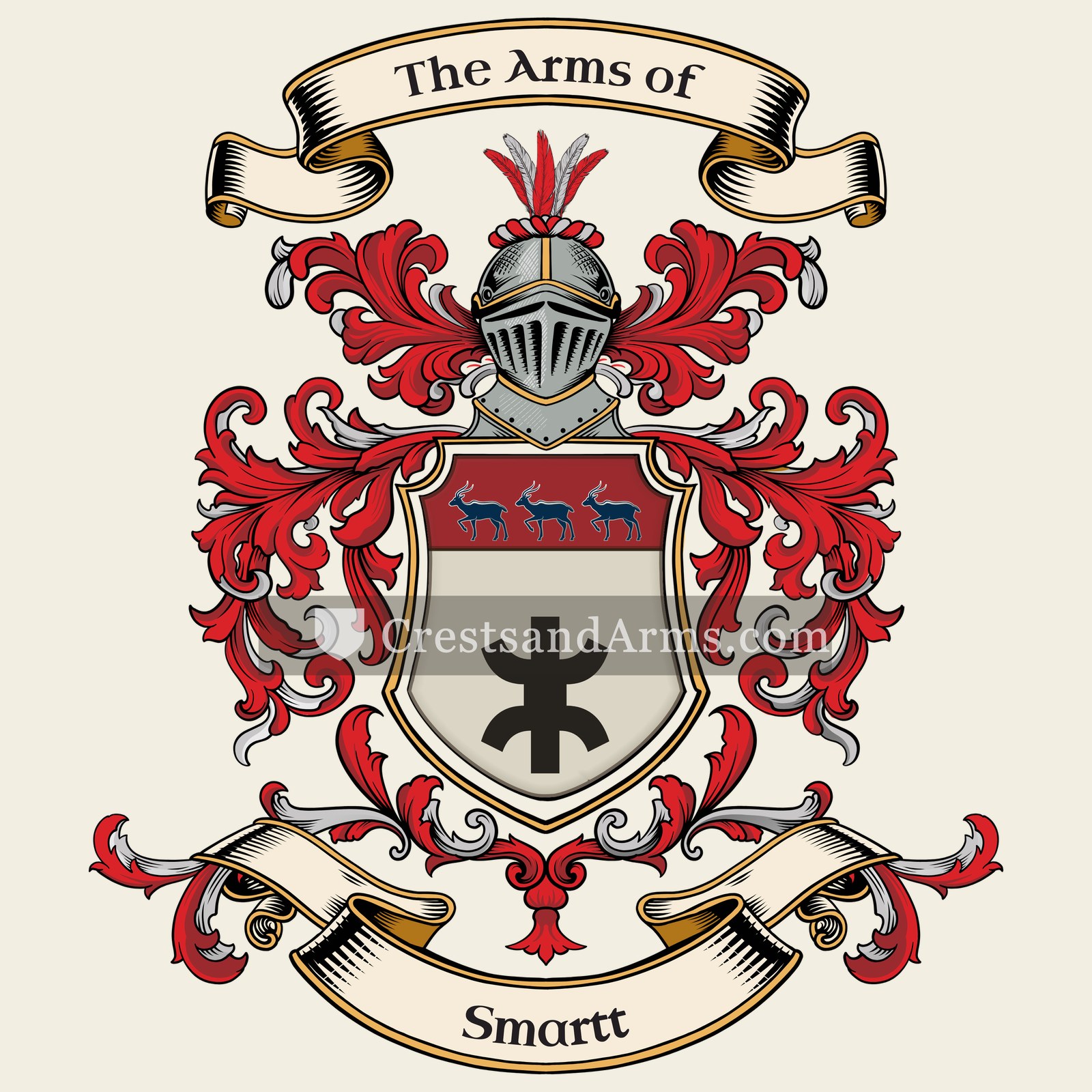 The Smartt coat of arms, drawn from the recorded blazon