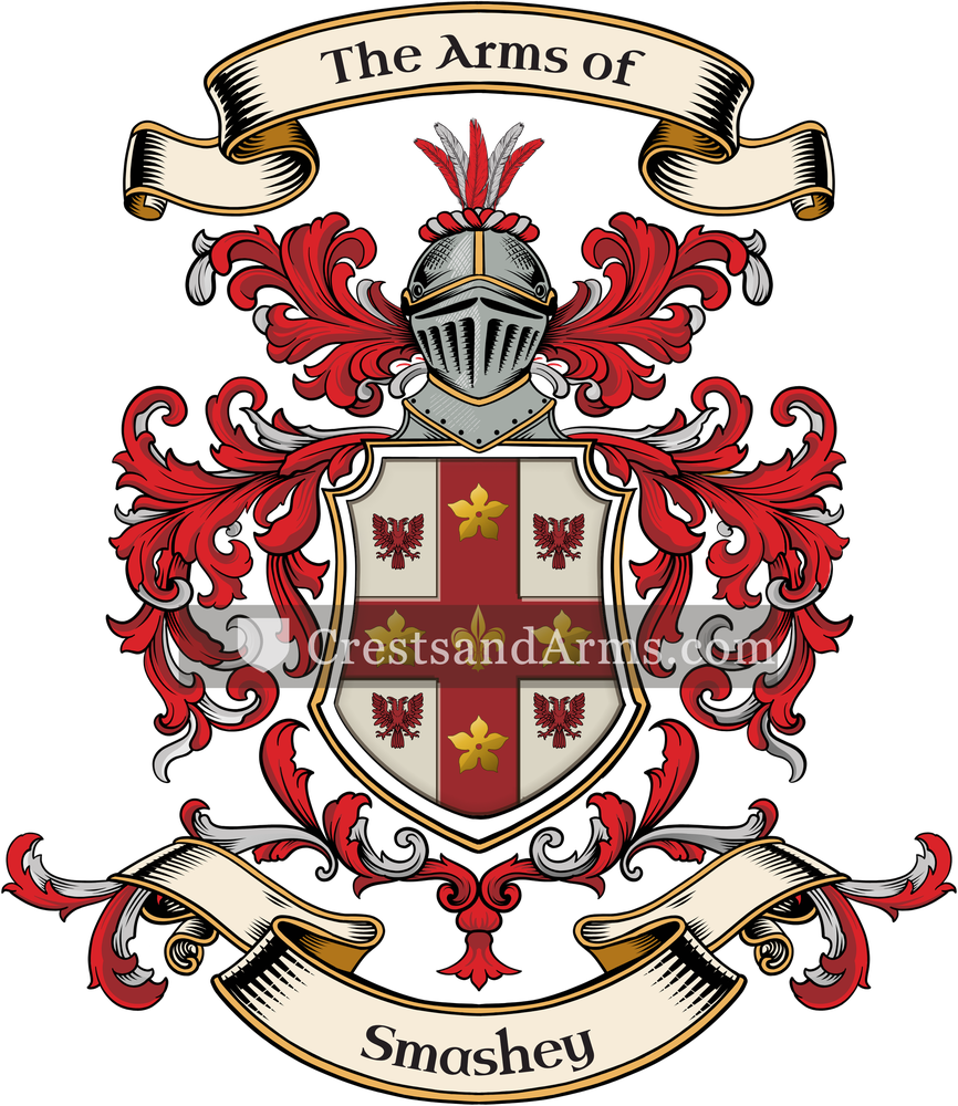 The Smashey coat of arms, drawn from the recorded blazon