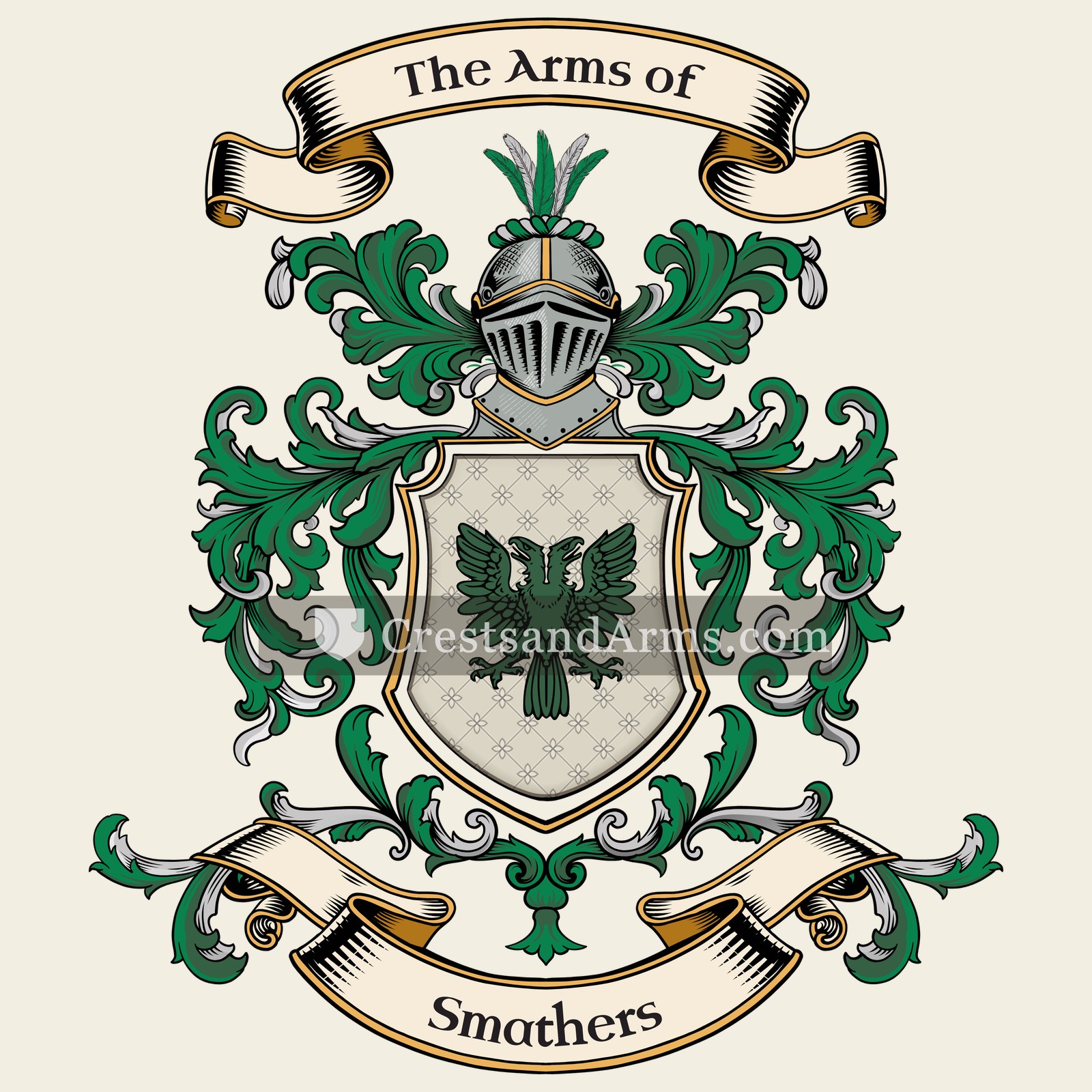 The Smathers coat of arms, drawn from the recorded blazon