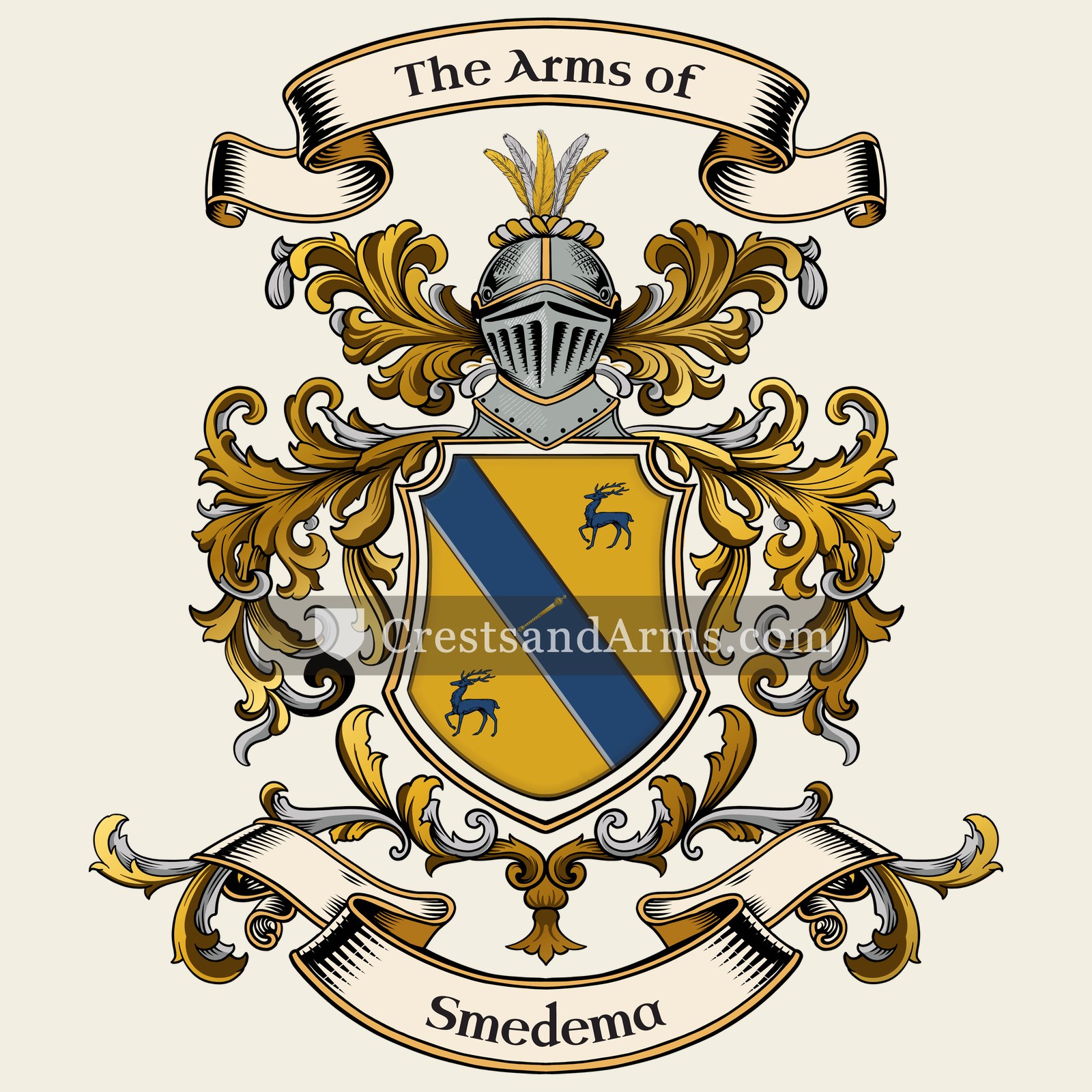 The Smedema coat of arms, drawn from the recorded blazon