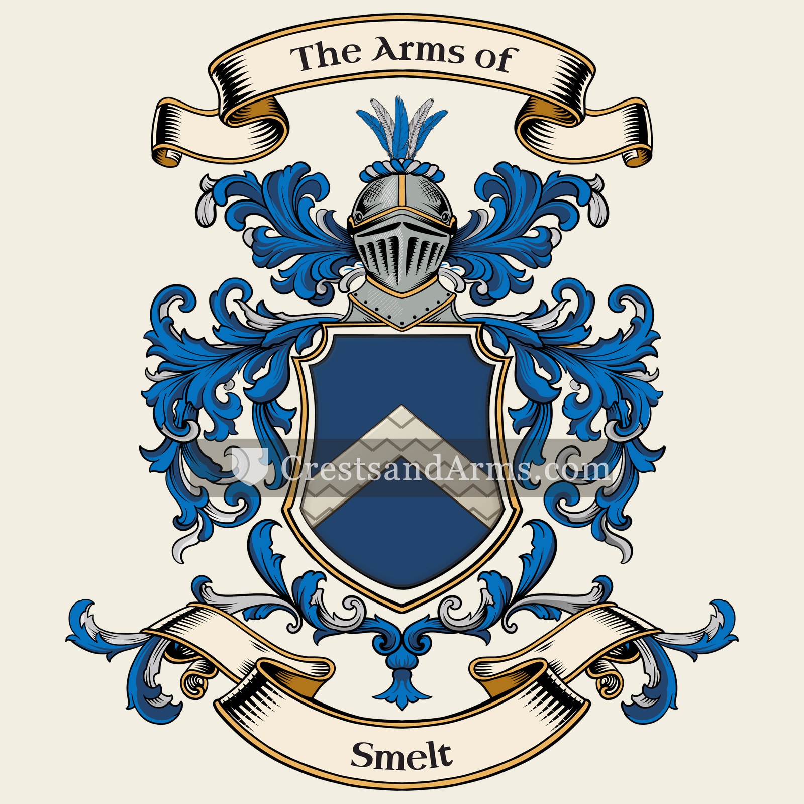 The Smelt coat of arms, drawn from the recorded blazon