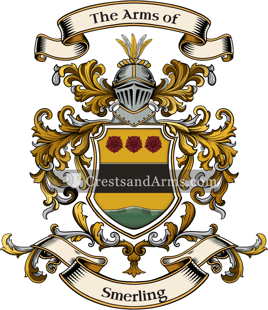The Smerling coat of arms, drawn from the recorded blazon