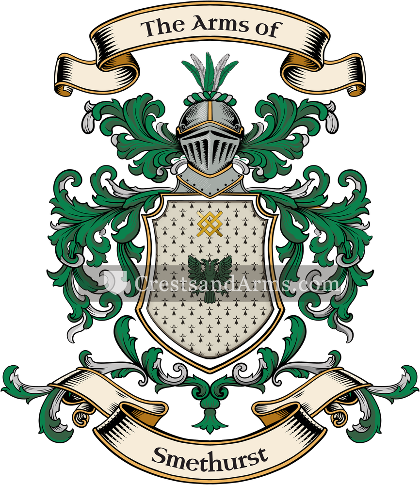 The Smethurst coat of arms, drawn from the recorded blazon