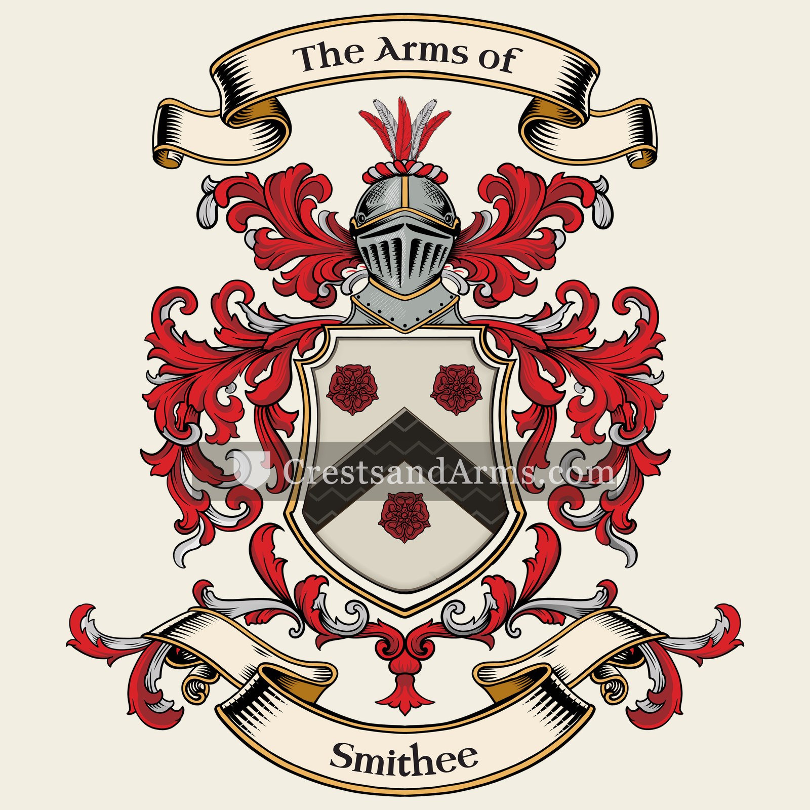 The Smithee coat of arms, drawn from the recorded blazon