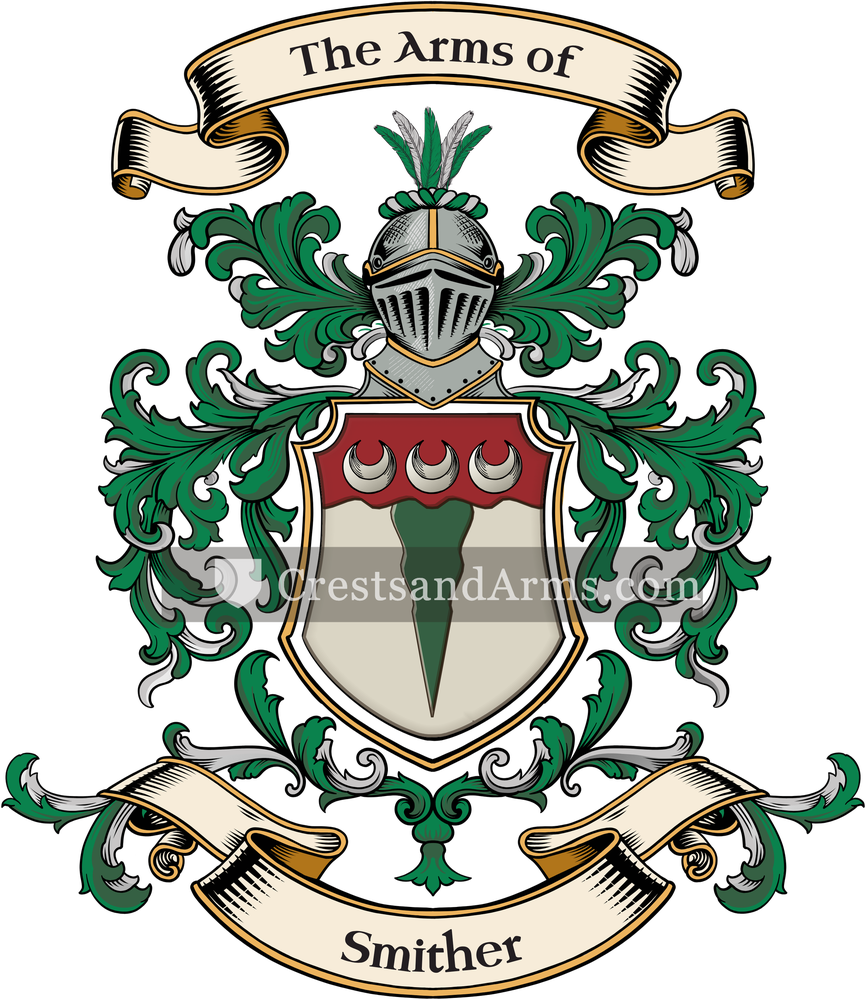 The Smither coat of arms, drawn from the recorded blazon