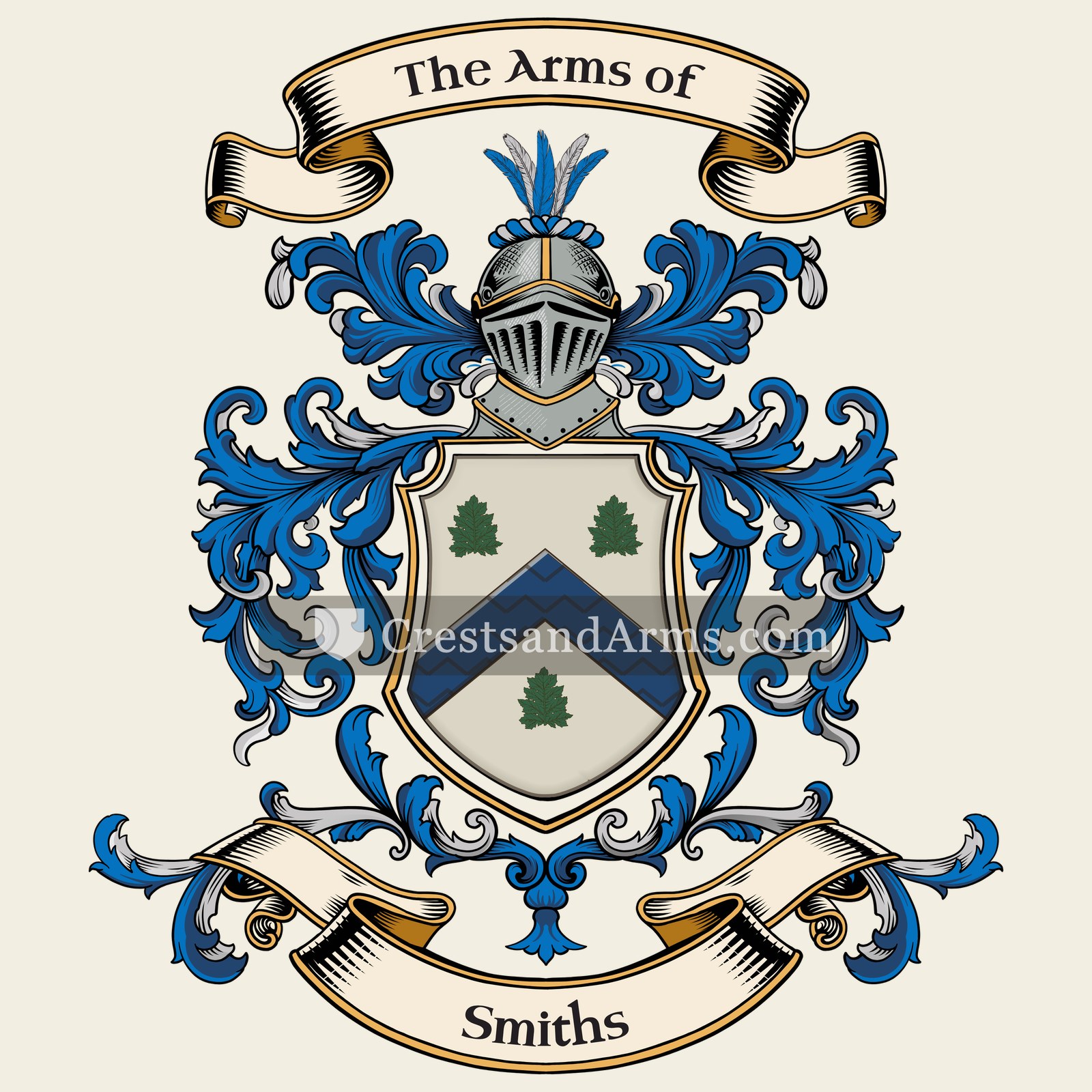 The Smiths coat of arms, drawn from the recorded blazon