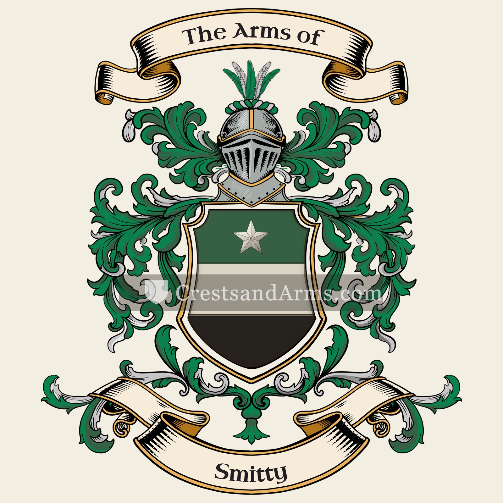 The Smitty coat of arms, drawn from the recorded blazon