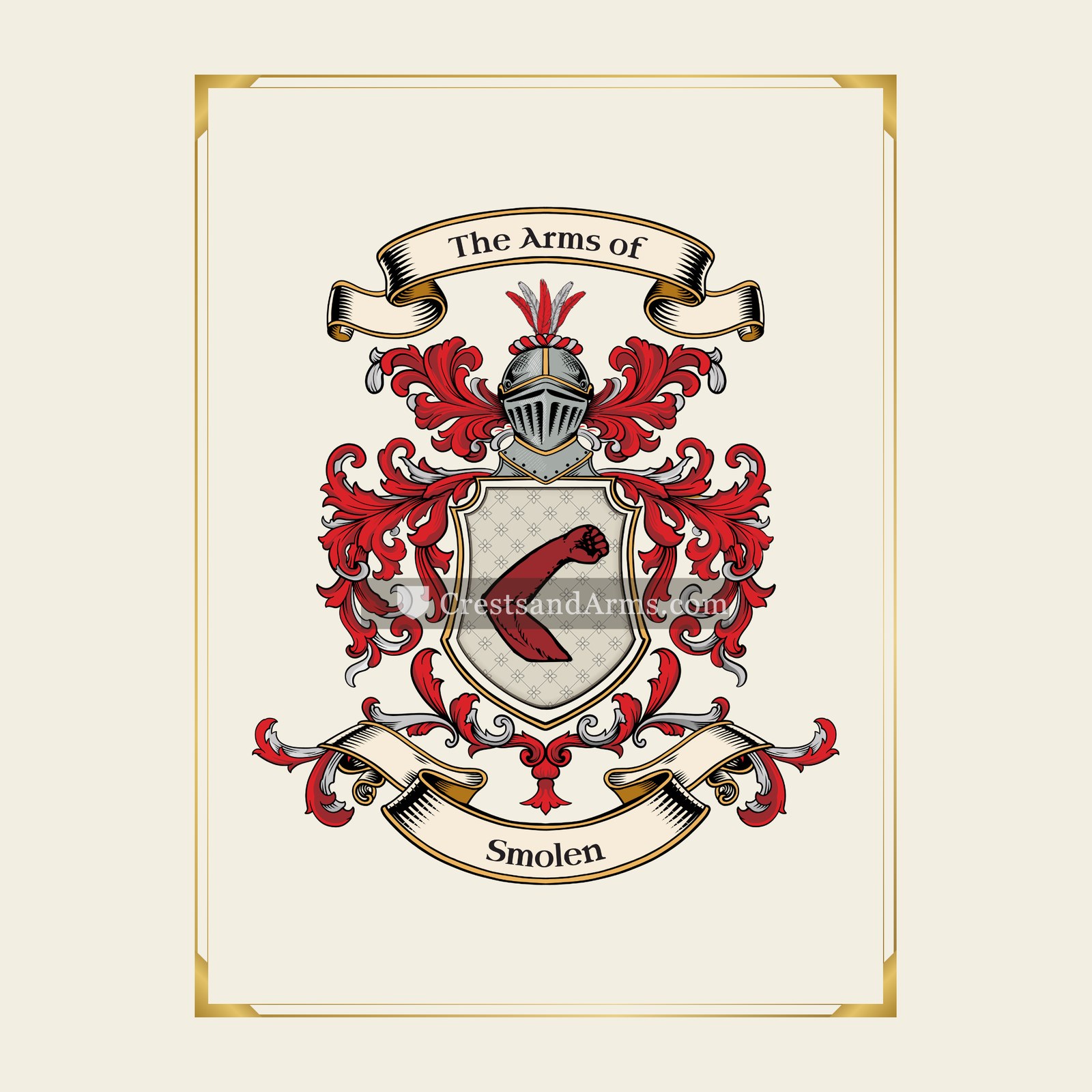 With gold border
