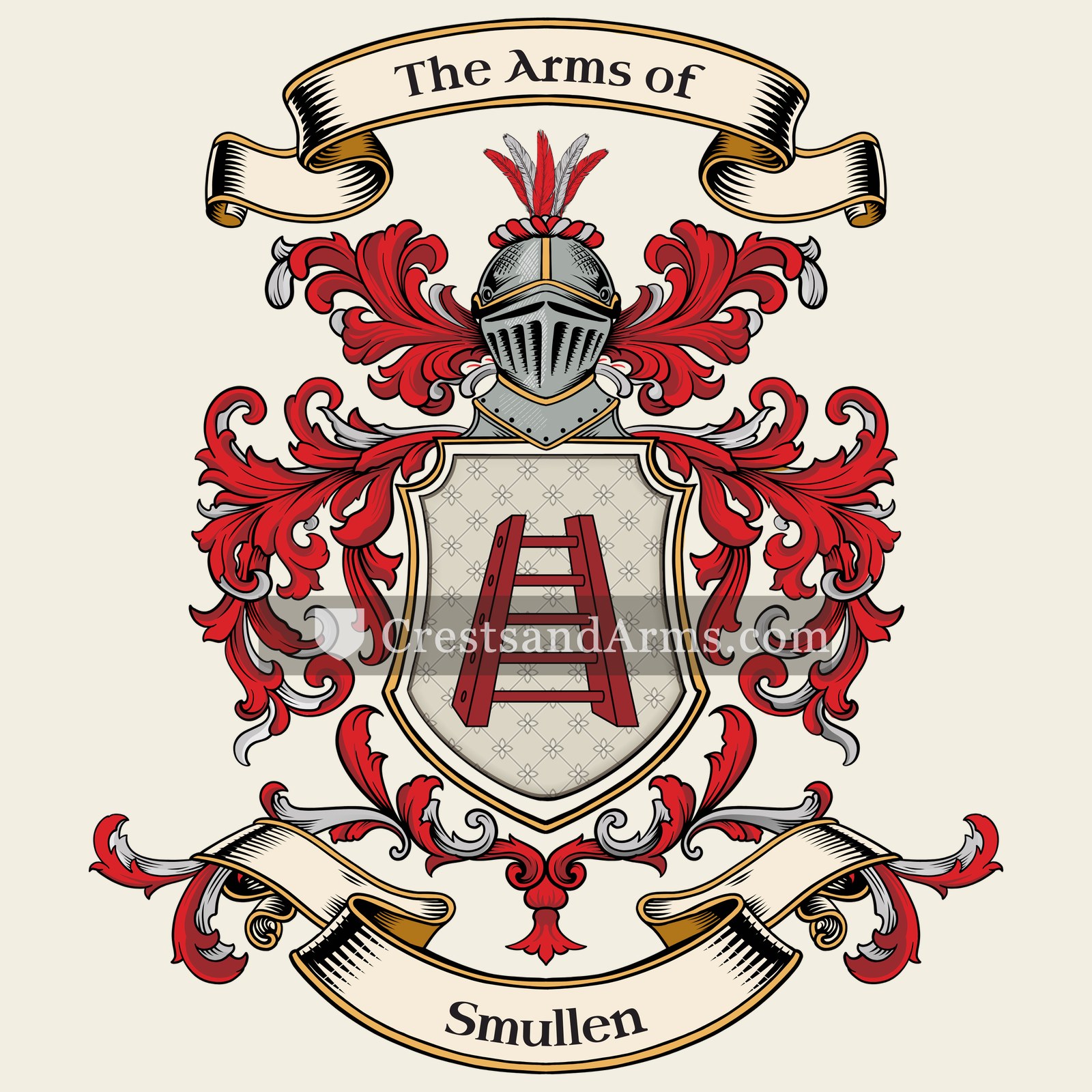 The Smullen coat of arms, drawn from the recorded blazon