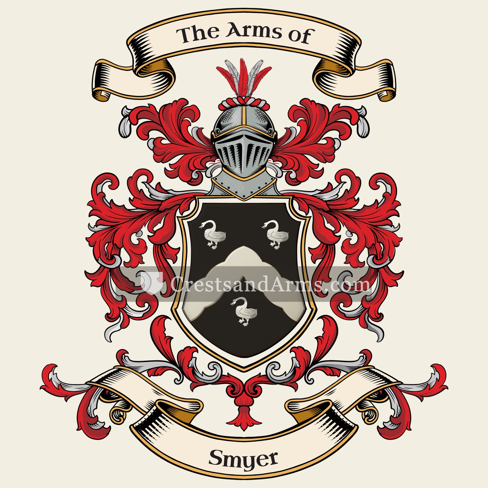 The Smyer coat of arms, drawn from the recorded blazon