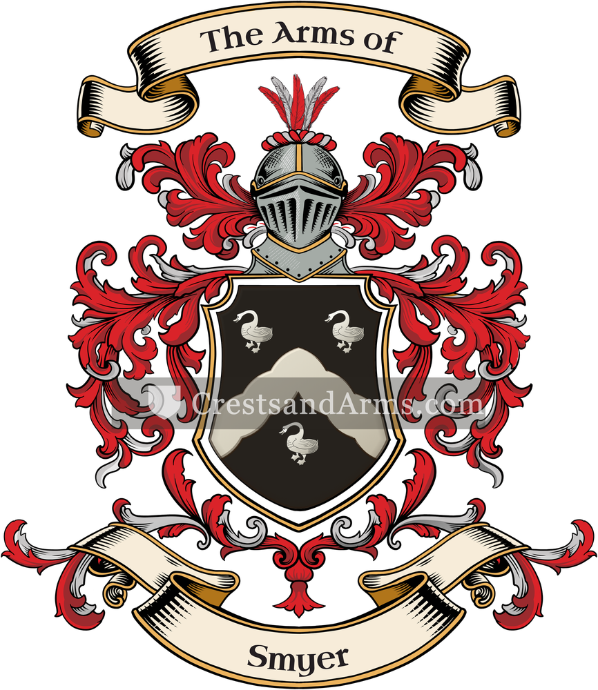 The Smyer coat of arms, drawn from the recorded blazon