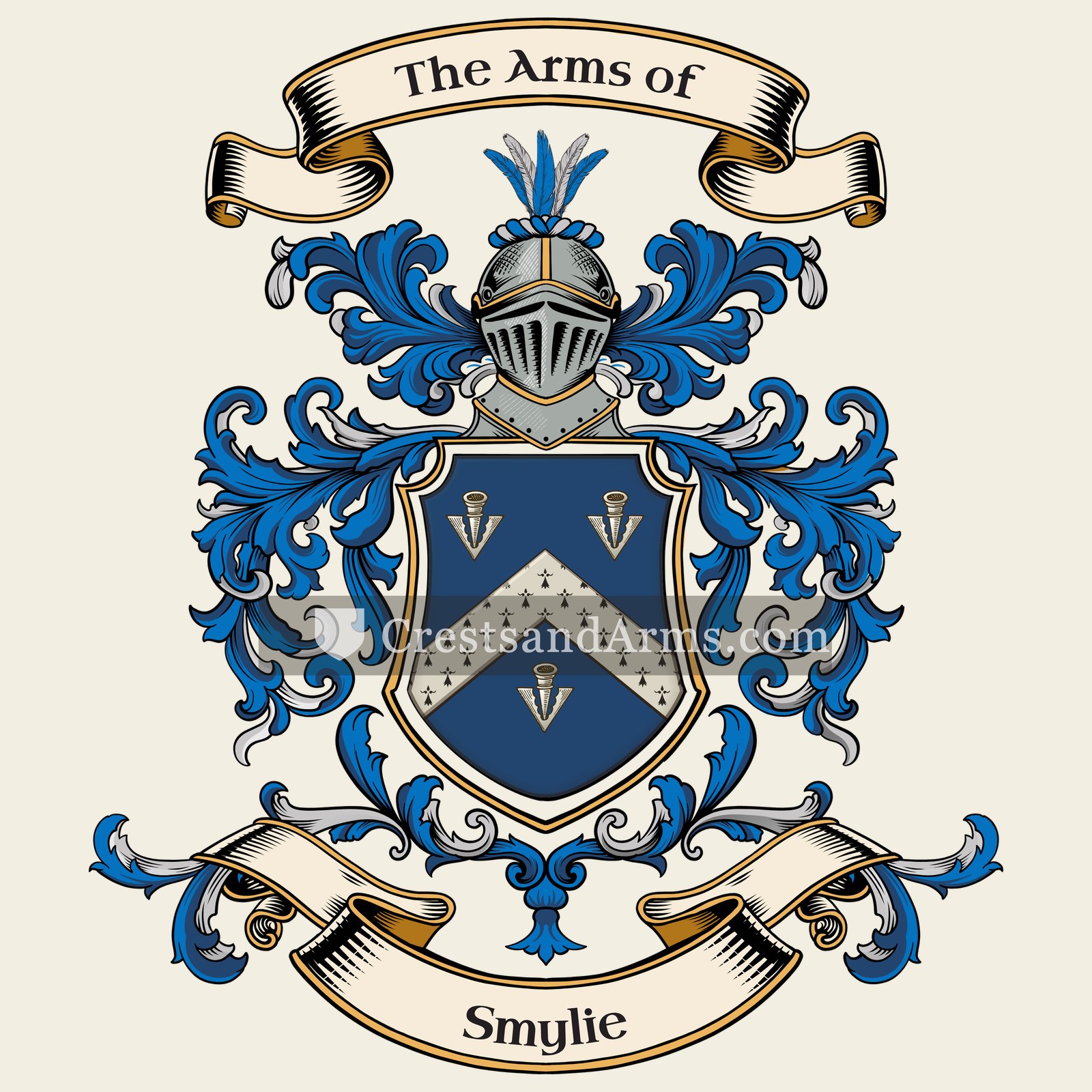 The Smylie coat of arms, drawn from the recorded blazon