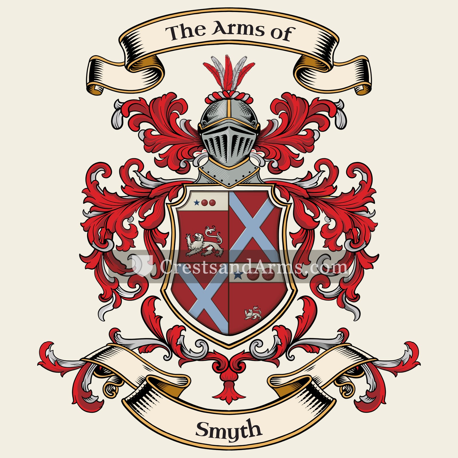 The Smyth coat of arms, drawn from the recorded blazon