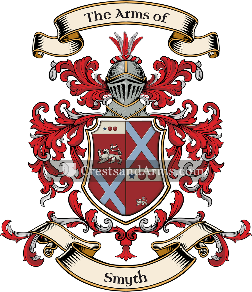 The Smyth coat of arms, drawn from the recorded blazon