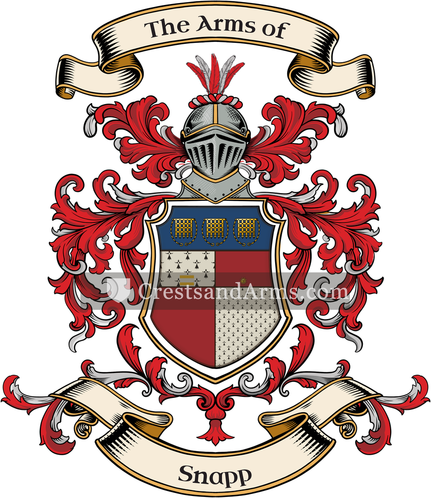 The Snapp coat of arms, drawn from the recorded blazon