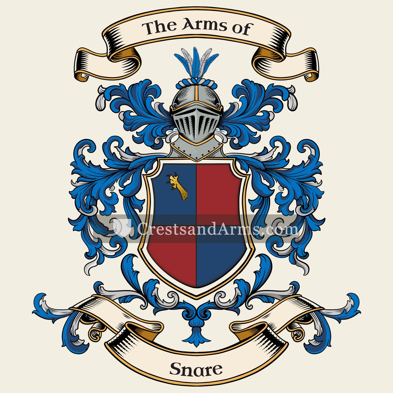The Snare coat of arms, drawn from the recorded blazon