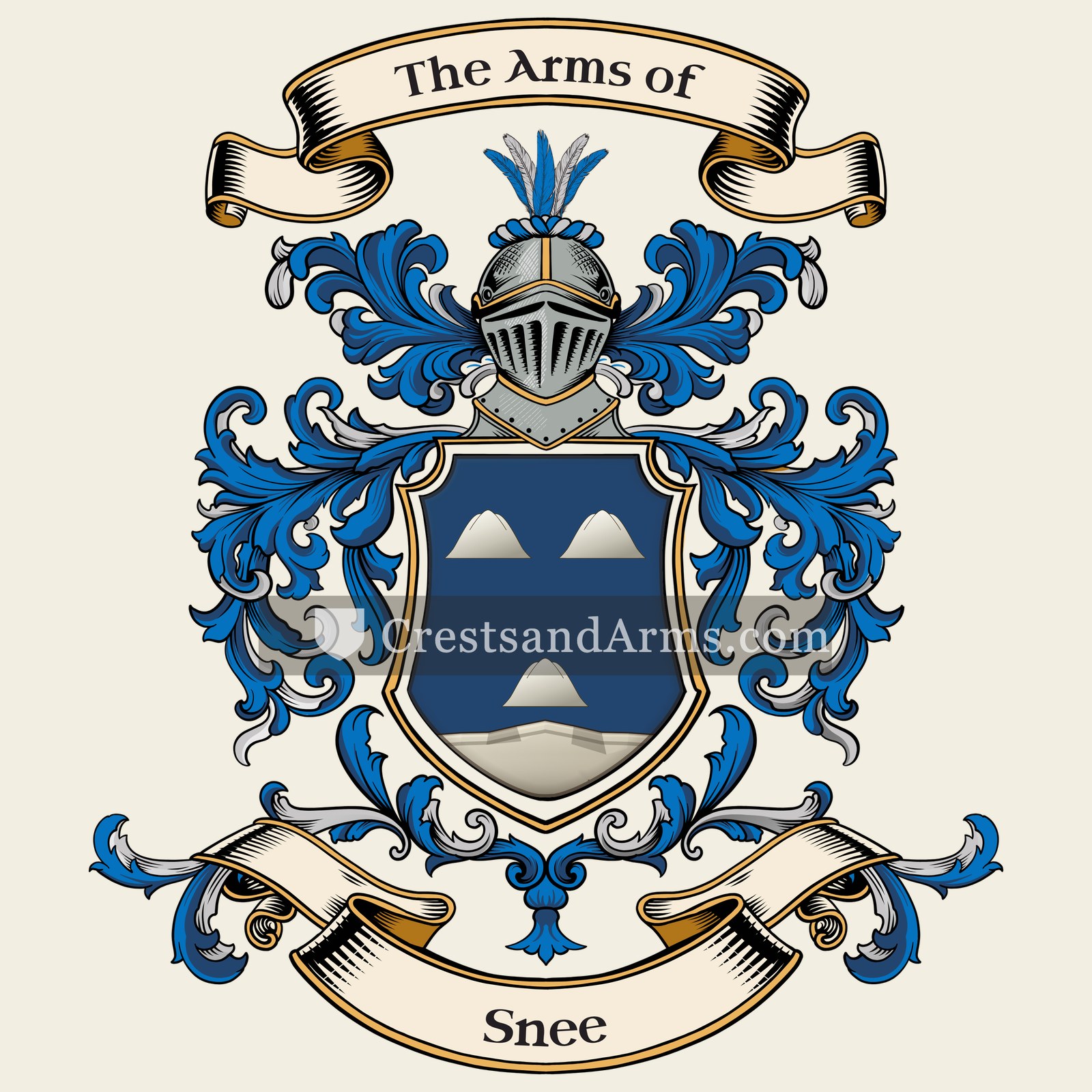 The Snee coat of arms, drawn from the recorded blazon
