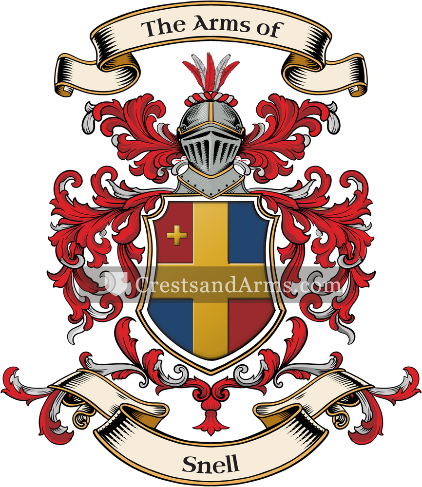 The Snell coat of arms, drawn from the recorded blazon