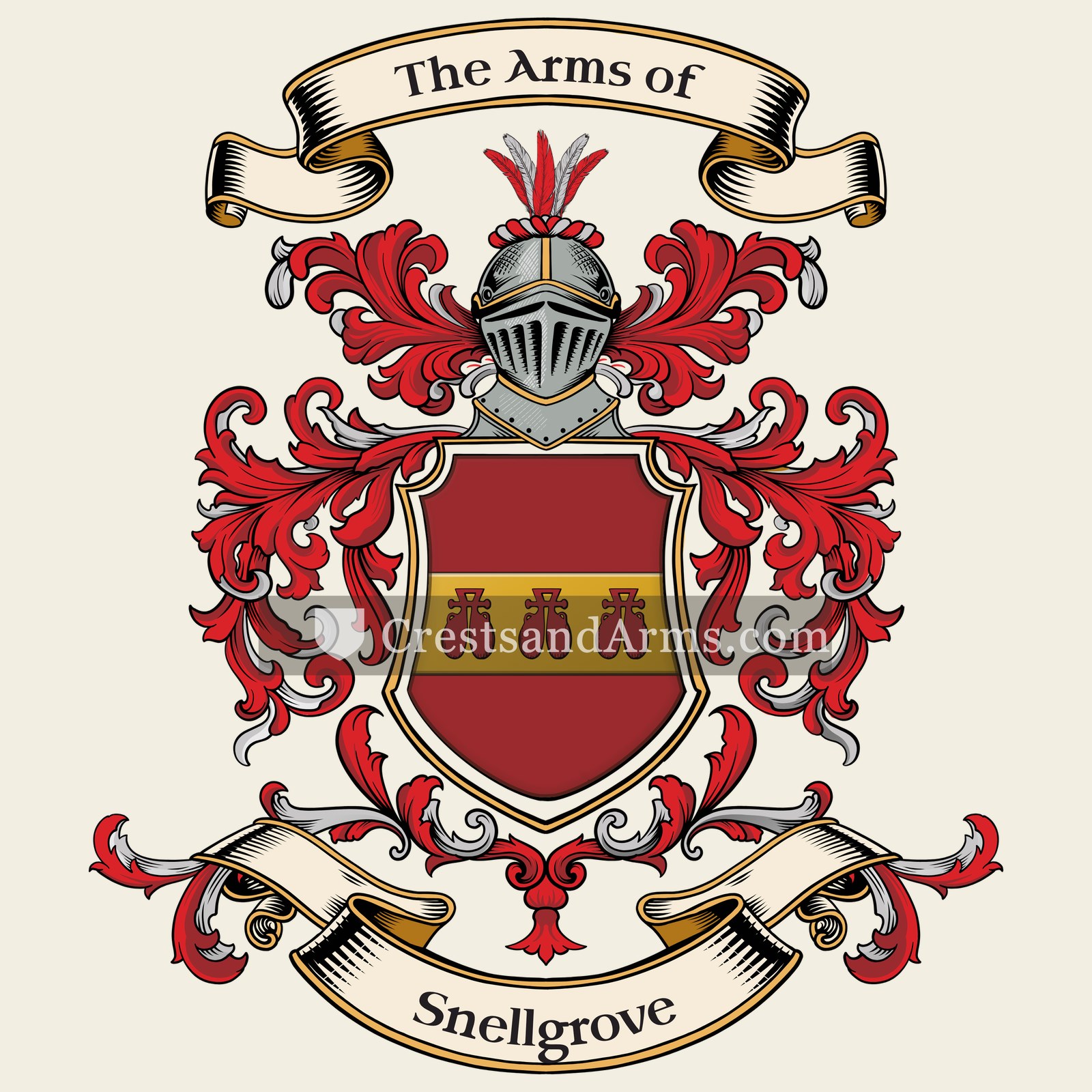 The Snellgrove coat of arms, drawn from the recorded blazon
