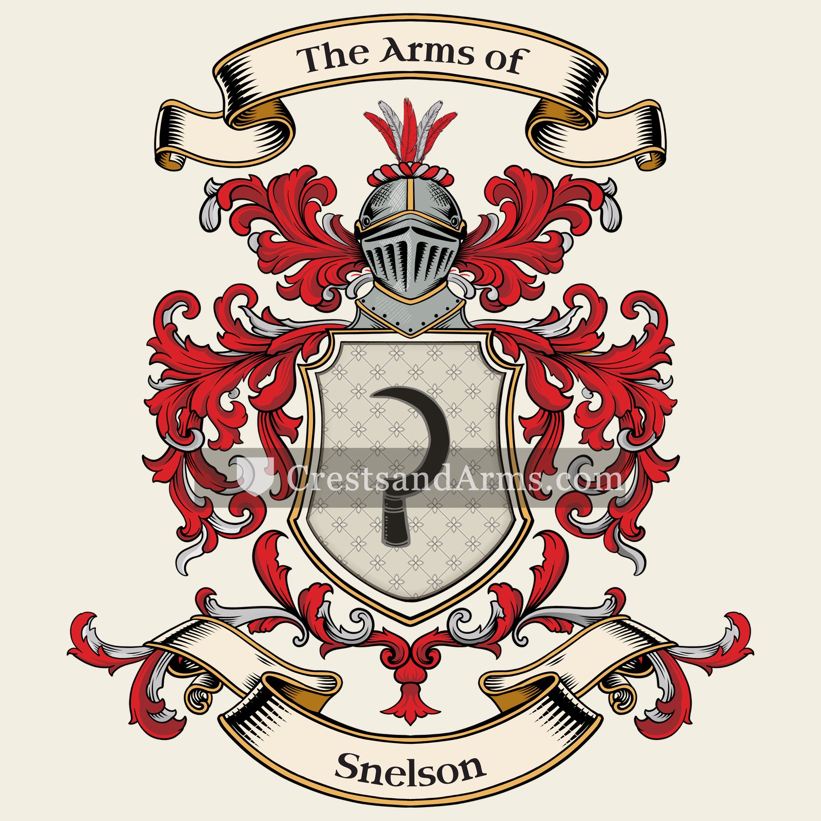 The Snelson coat of arms, drawn from the recorded blazon