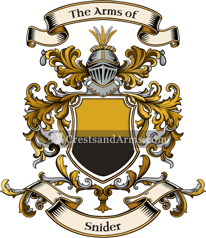 The Snider coat of arms, drawn from the recorded blazon