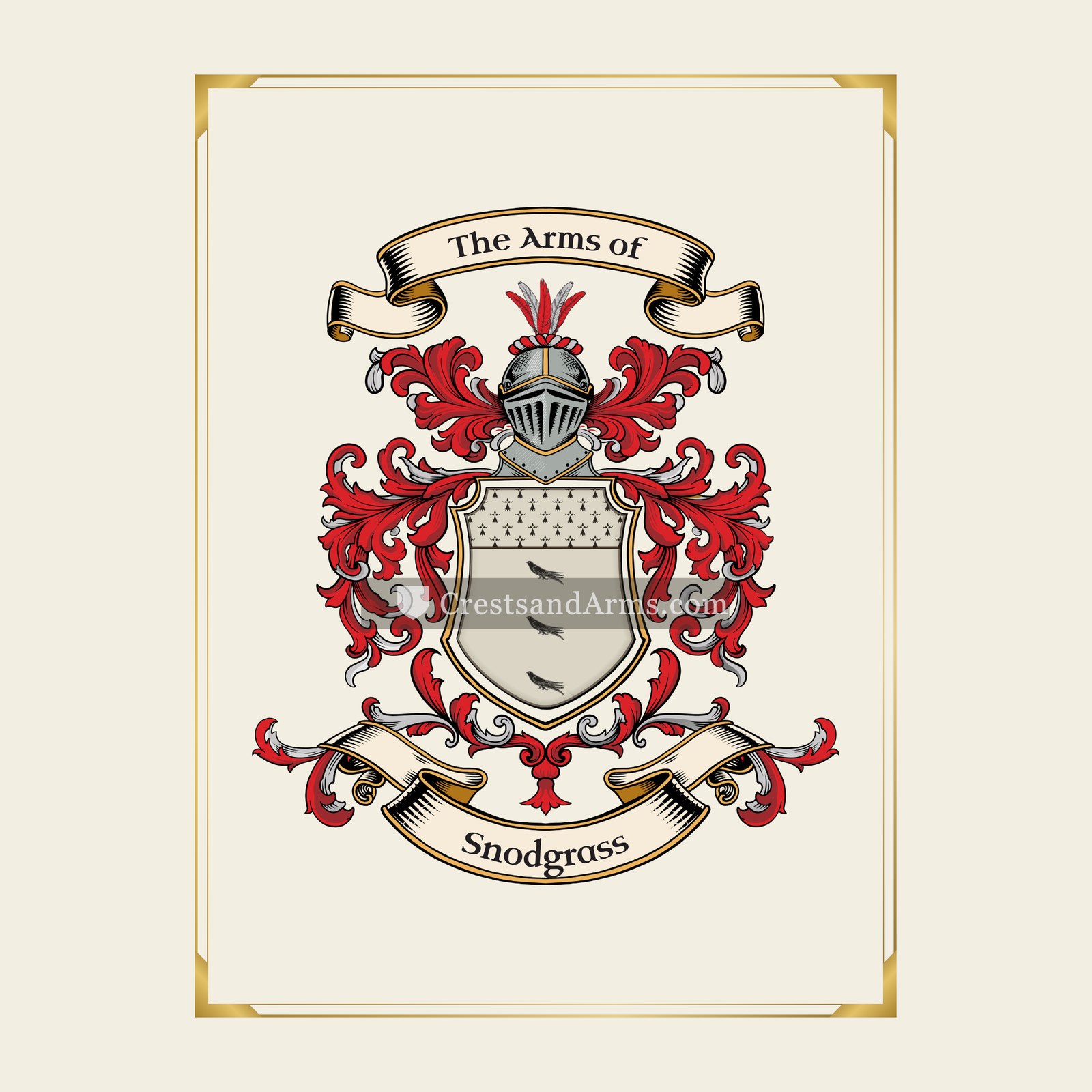 With gold border
