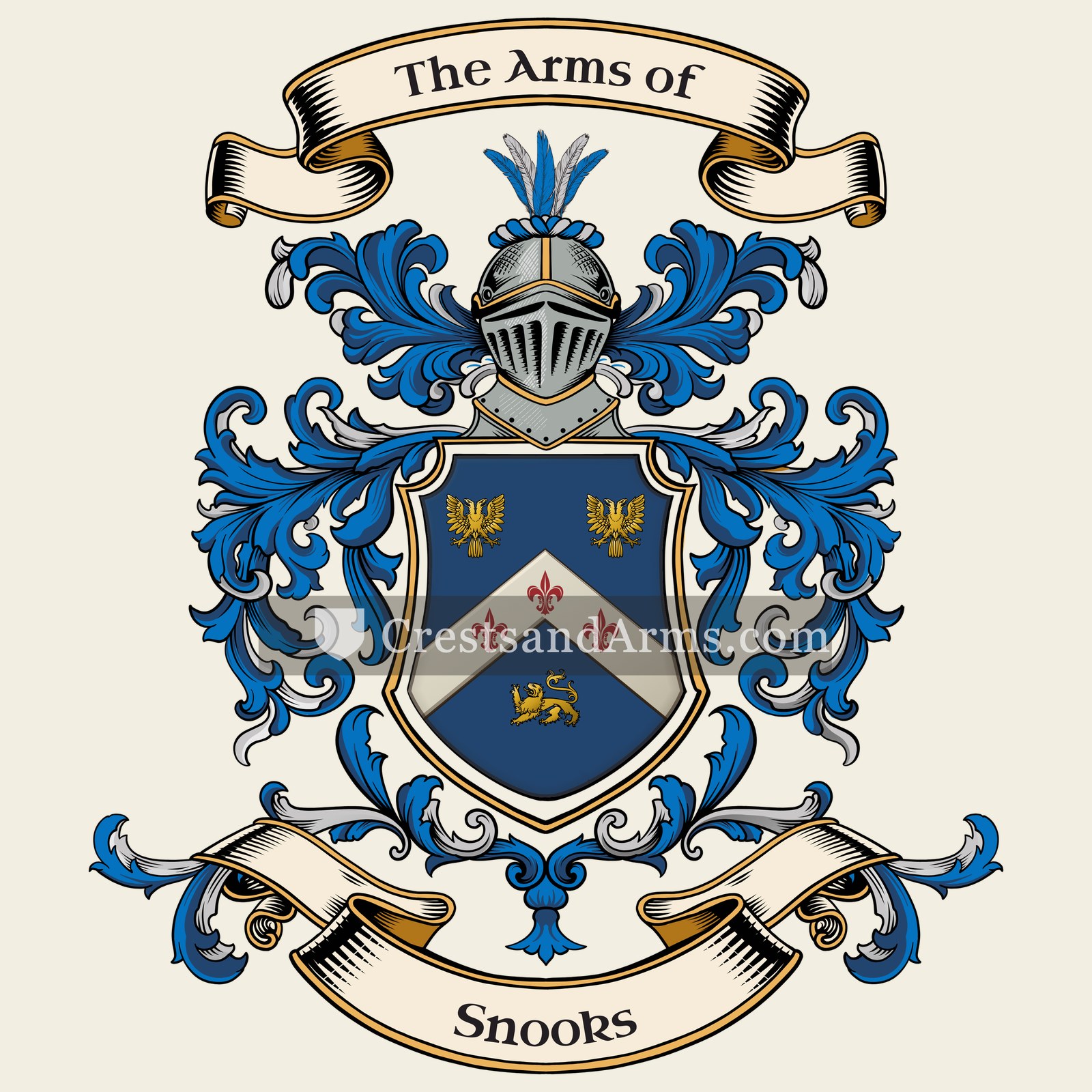 The Snooks coat of arms, drawn from the recorded blazon