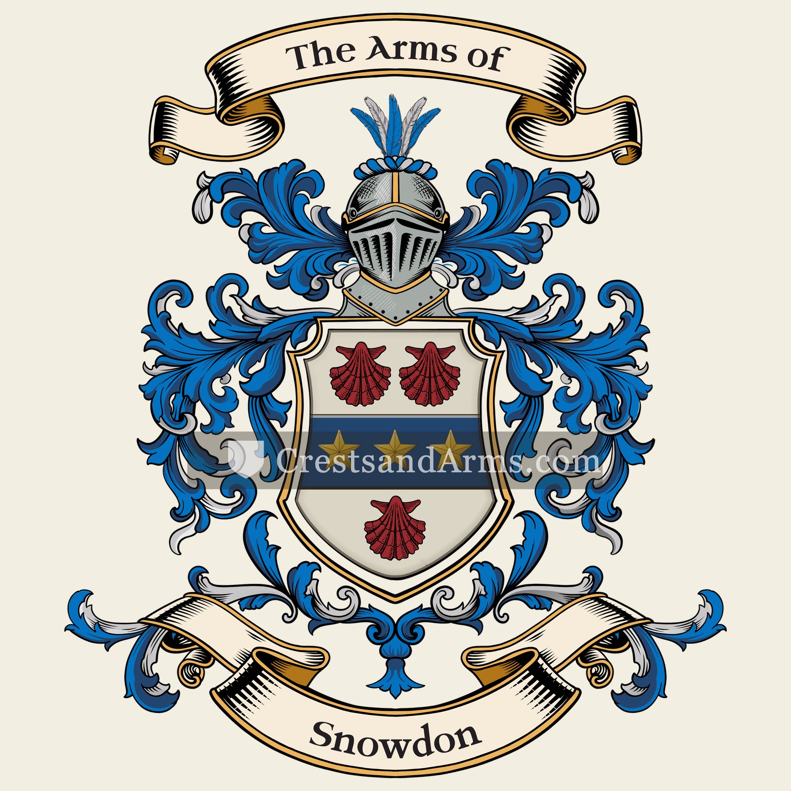 The Snowdon coat of arms, drawn from the recorded blazon