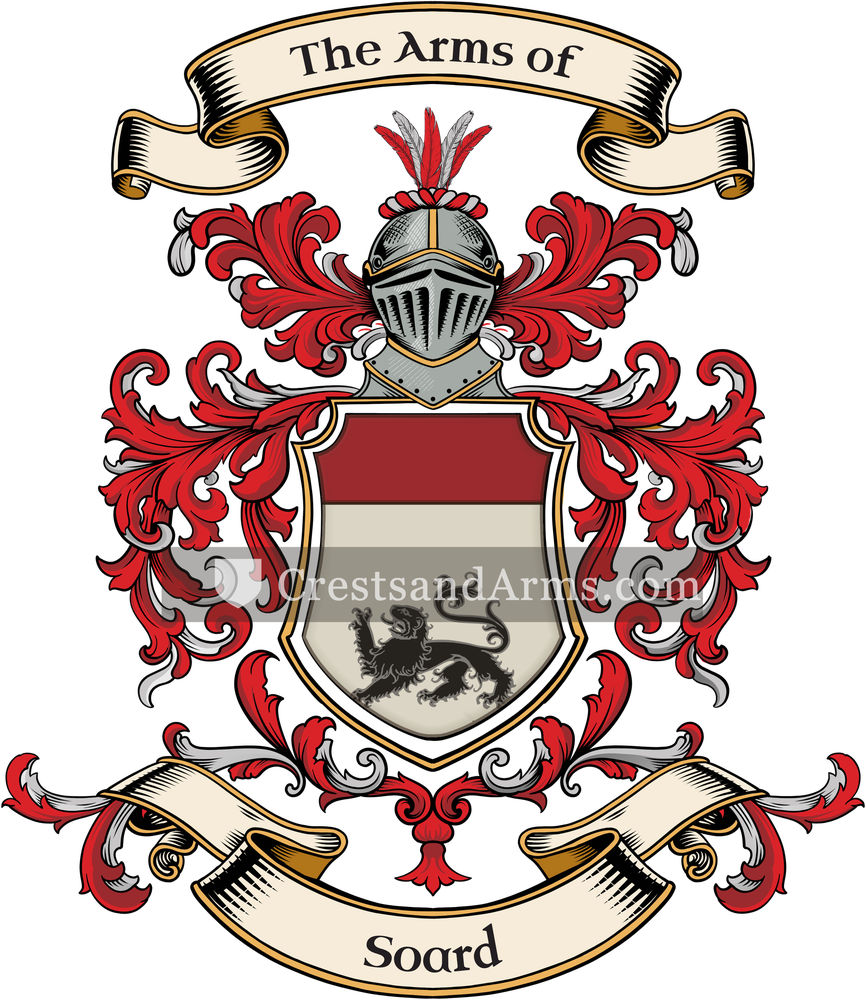 The Soard coat of arms, drawn from the recorded blazon