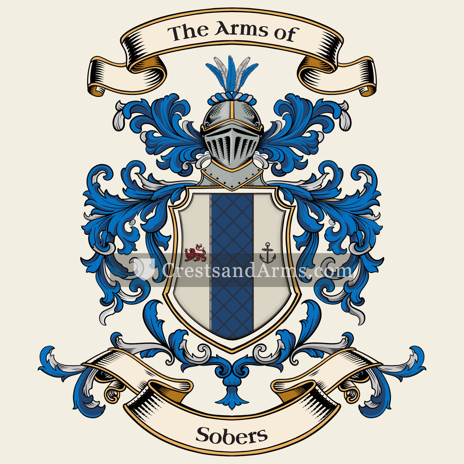 The Sobers coat of arms, drawn from the recorded blazon