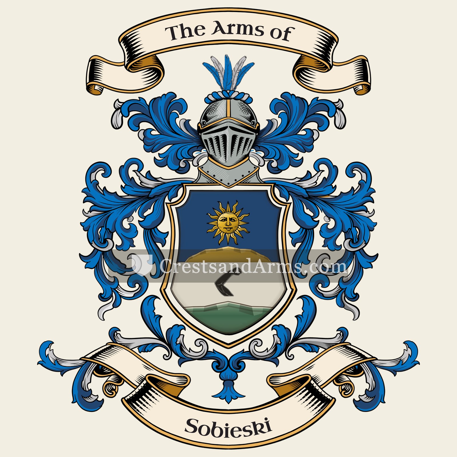 The Sobieski coat of arms, drawn from the recorded blazon