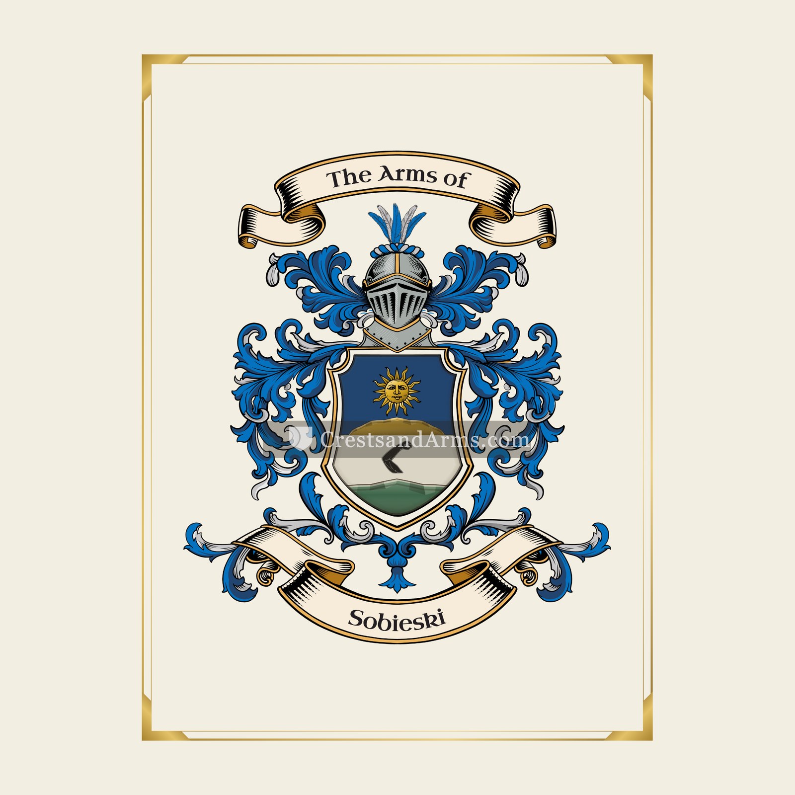 With gold border