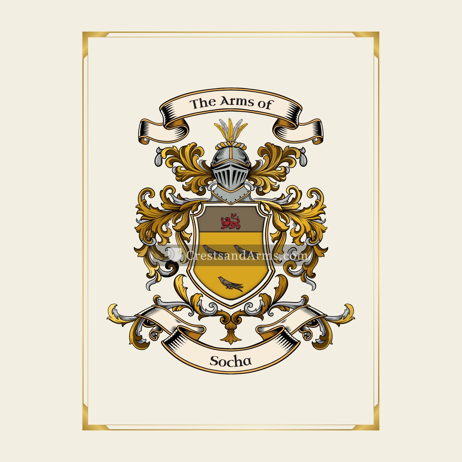 With gold border
