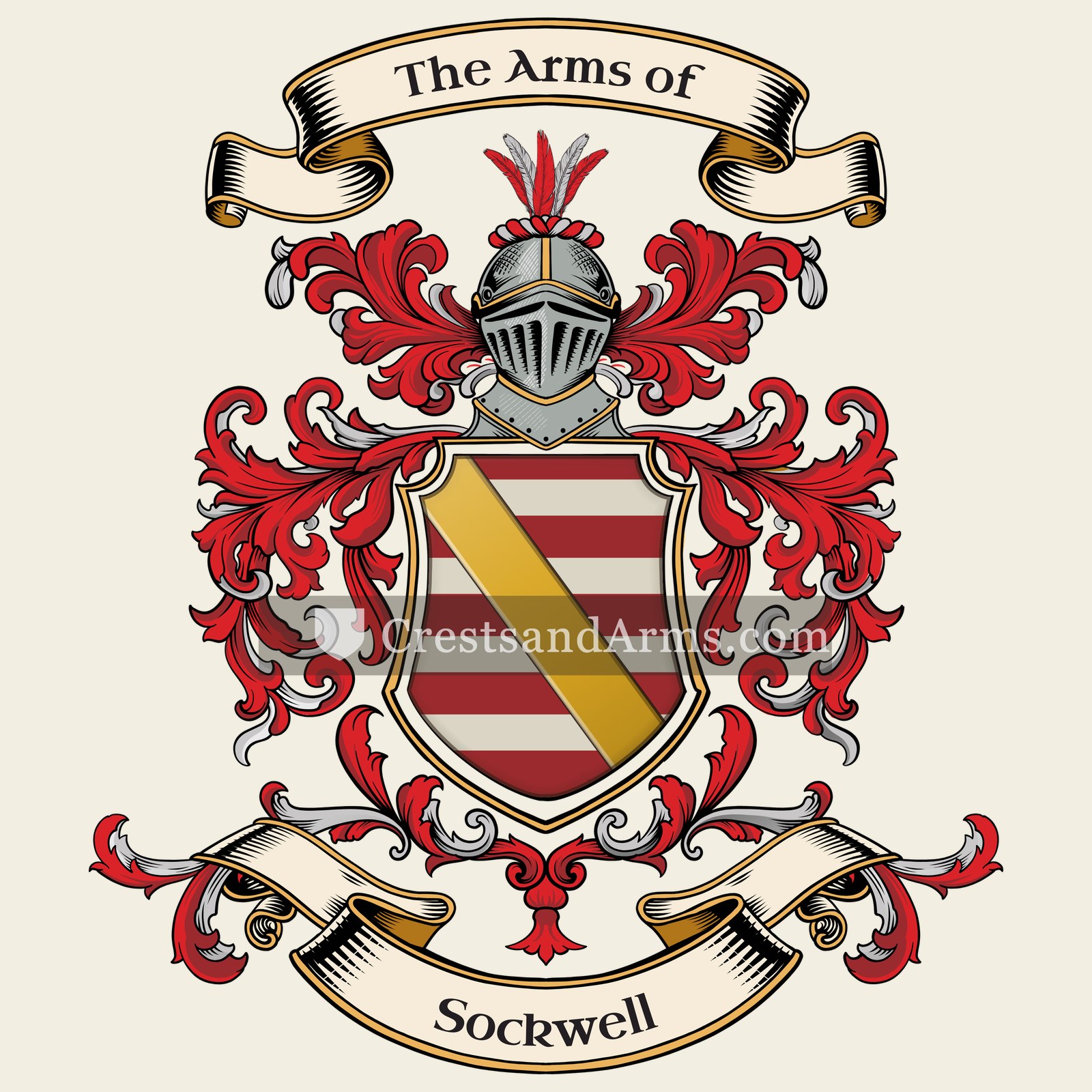 The Sockwell coat of arms, drawn from the recorded blazon
