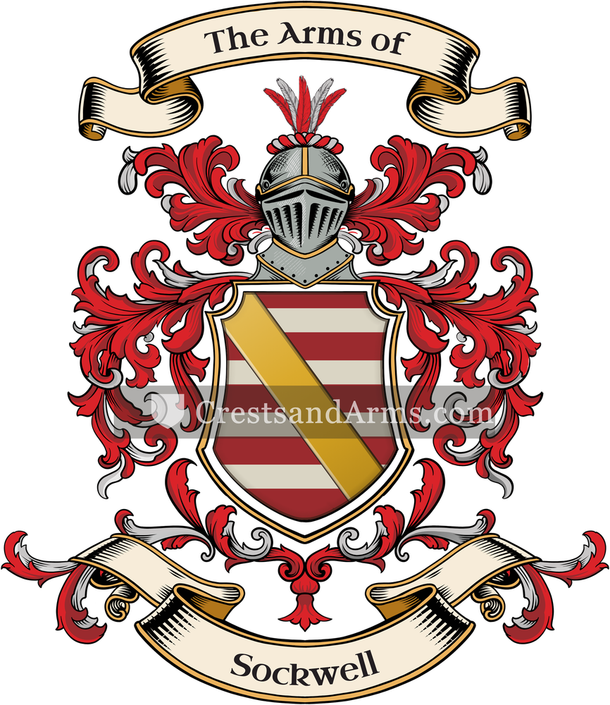 The Sockwell coat of arms, drawn from the recorded blazon