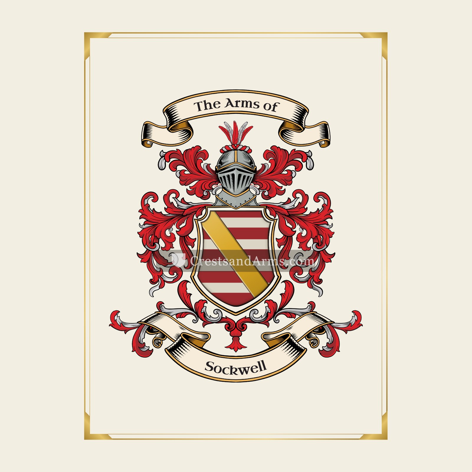 With gold border